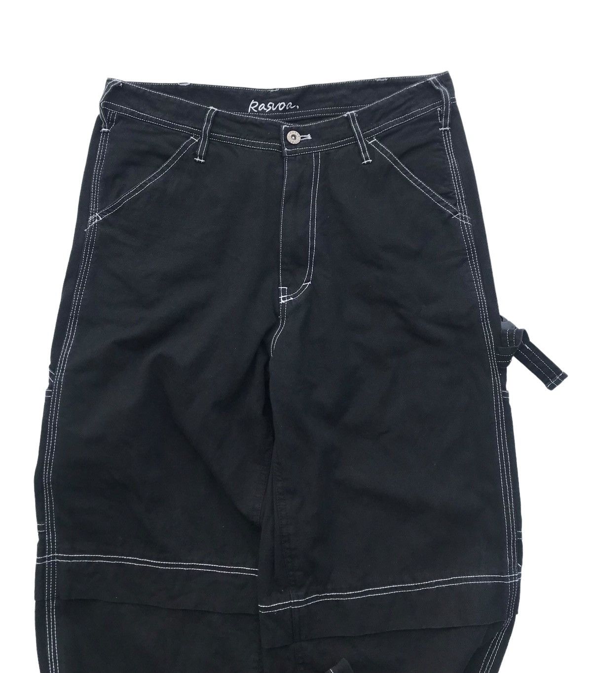 Japanese Brand Rasvoa Tokyo Light Black Baggy Carpenter Pants Size US 31 - 4 Thumbnail