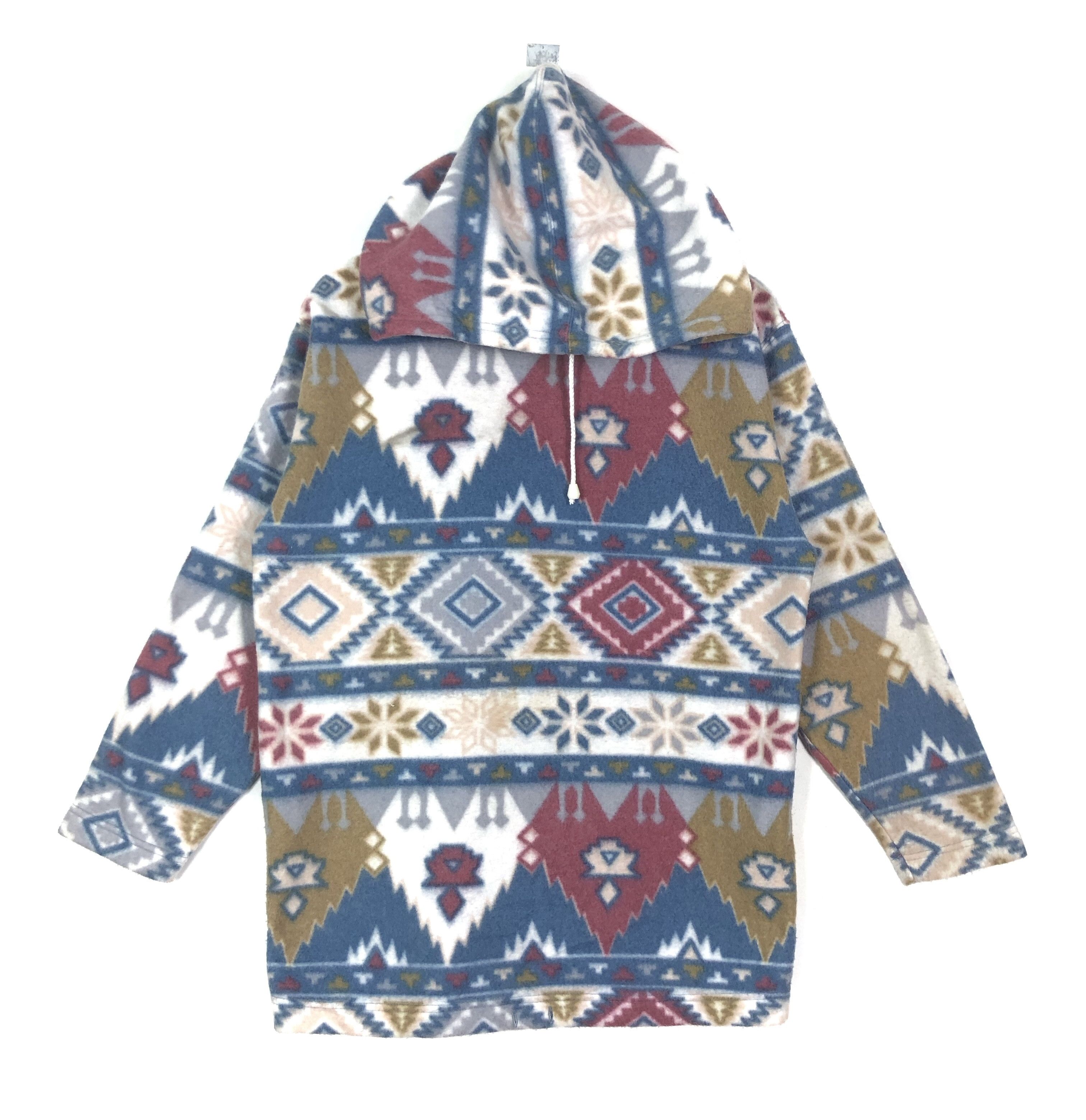hot vintage 90's rowena navajo print fleece pocketless hoodie