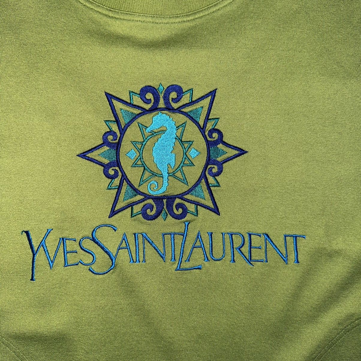 image of Vintage x YVES Saint Laurent YSL Seahorse Tee 90’S in Green, Men's (Size Medium)