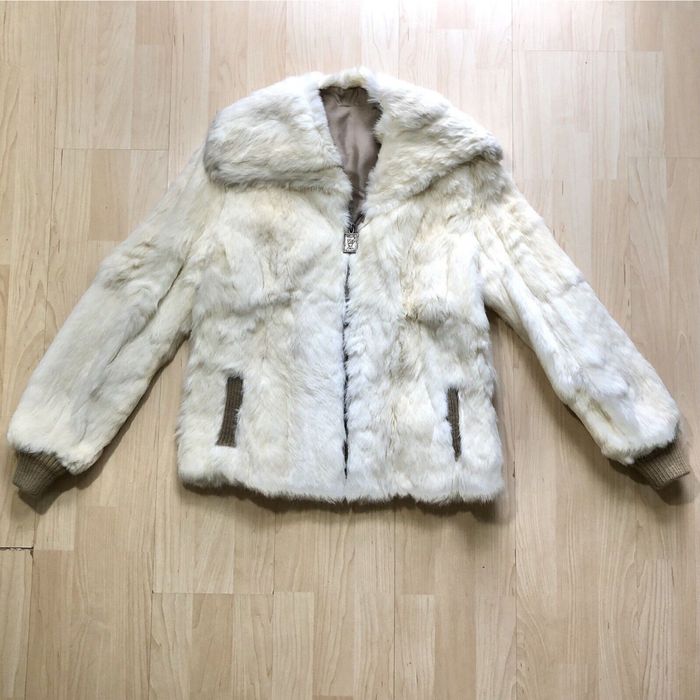 Vintage Vtg City Furs Womens Jacket M Beige Waist Length Zip Up Fur ...