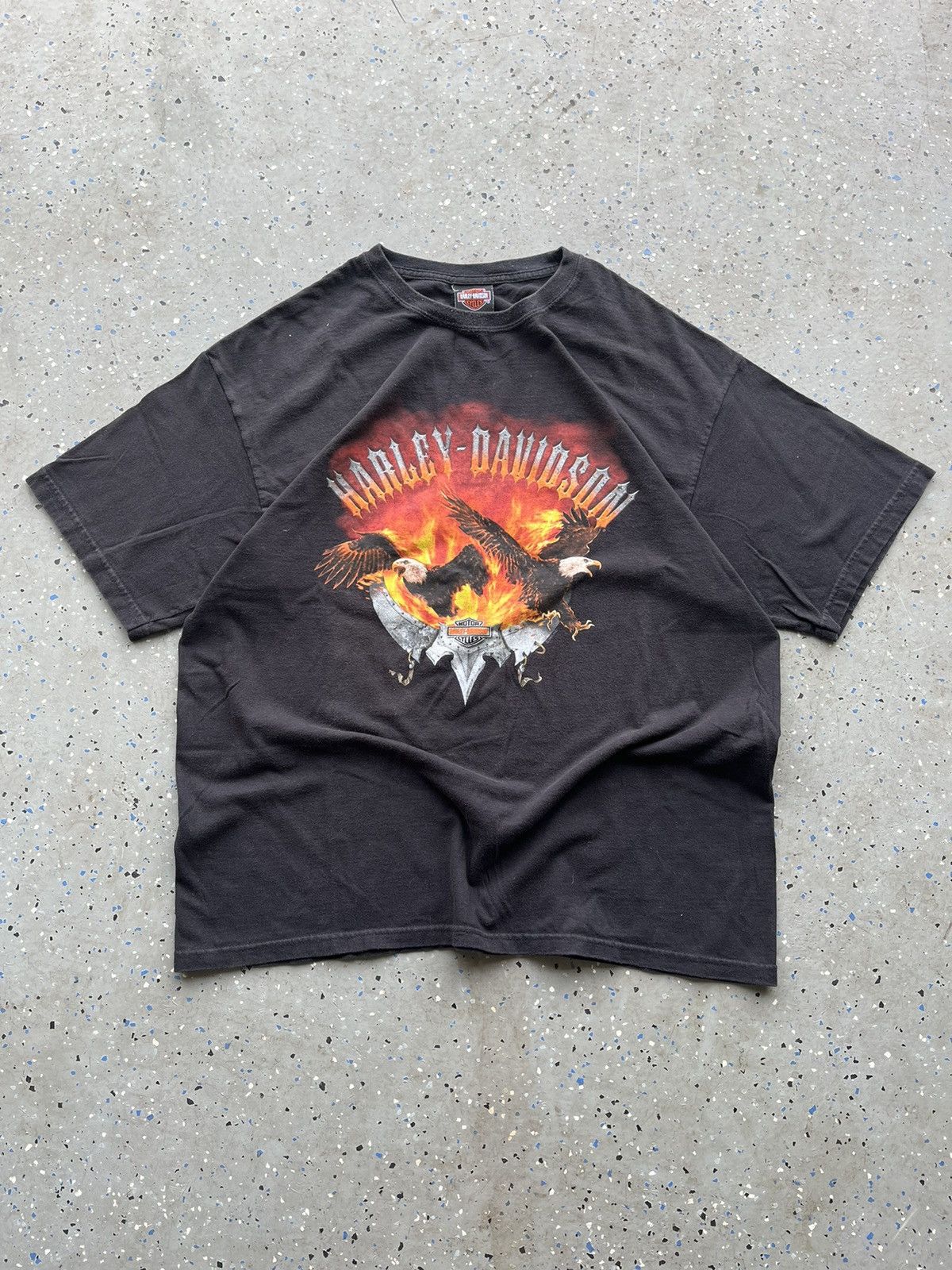 Harley Davidson Harley Davidson Vintage 90s Flaming Eagles Graphic Tee XL Size US XL / EU 56 / 4 - 1 Thumbnail