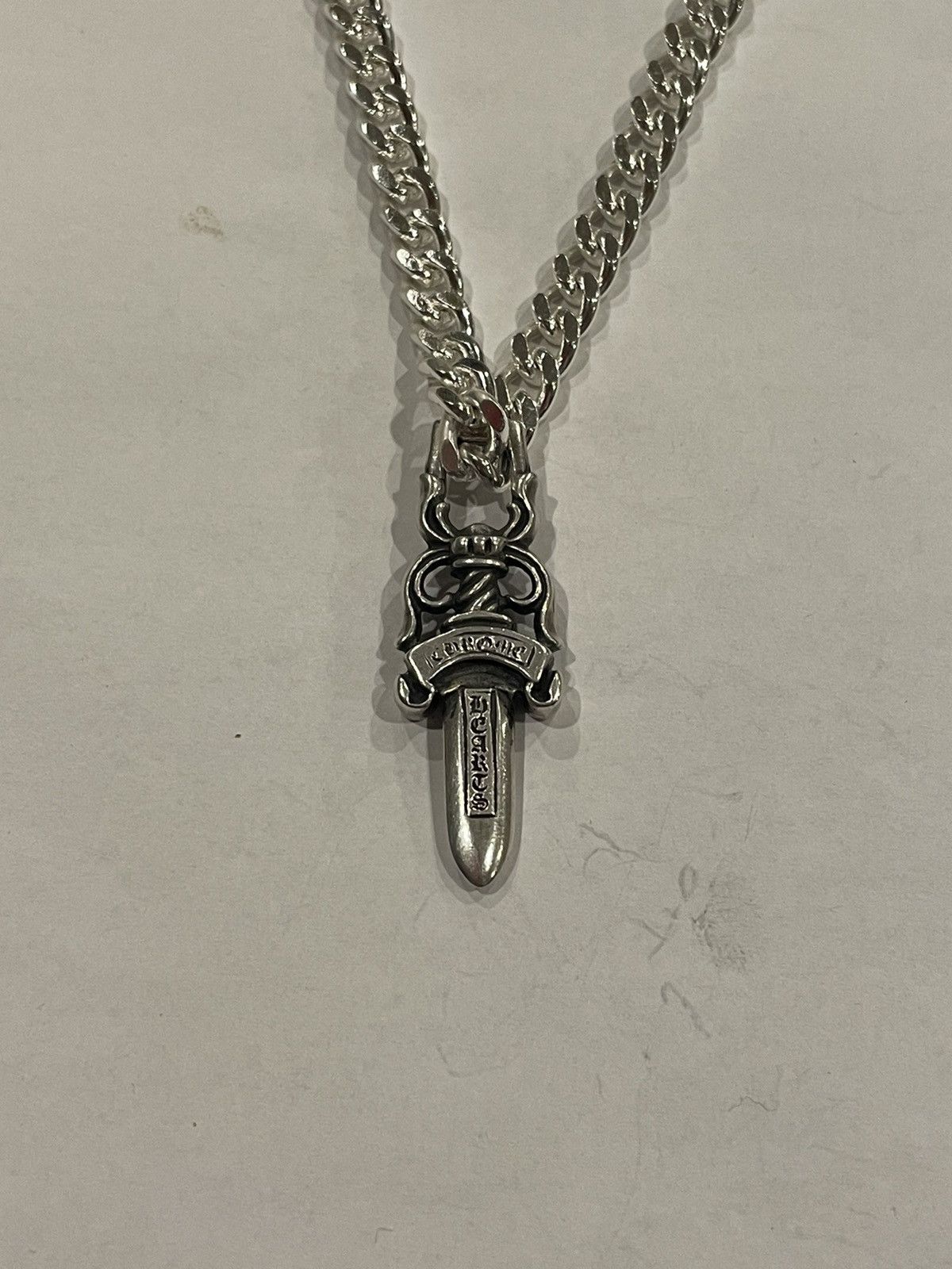 Chrome Hearts Chrome Hearts Large Dagger Pendant Cuban Link Chain ...