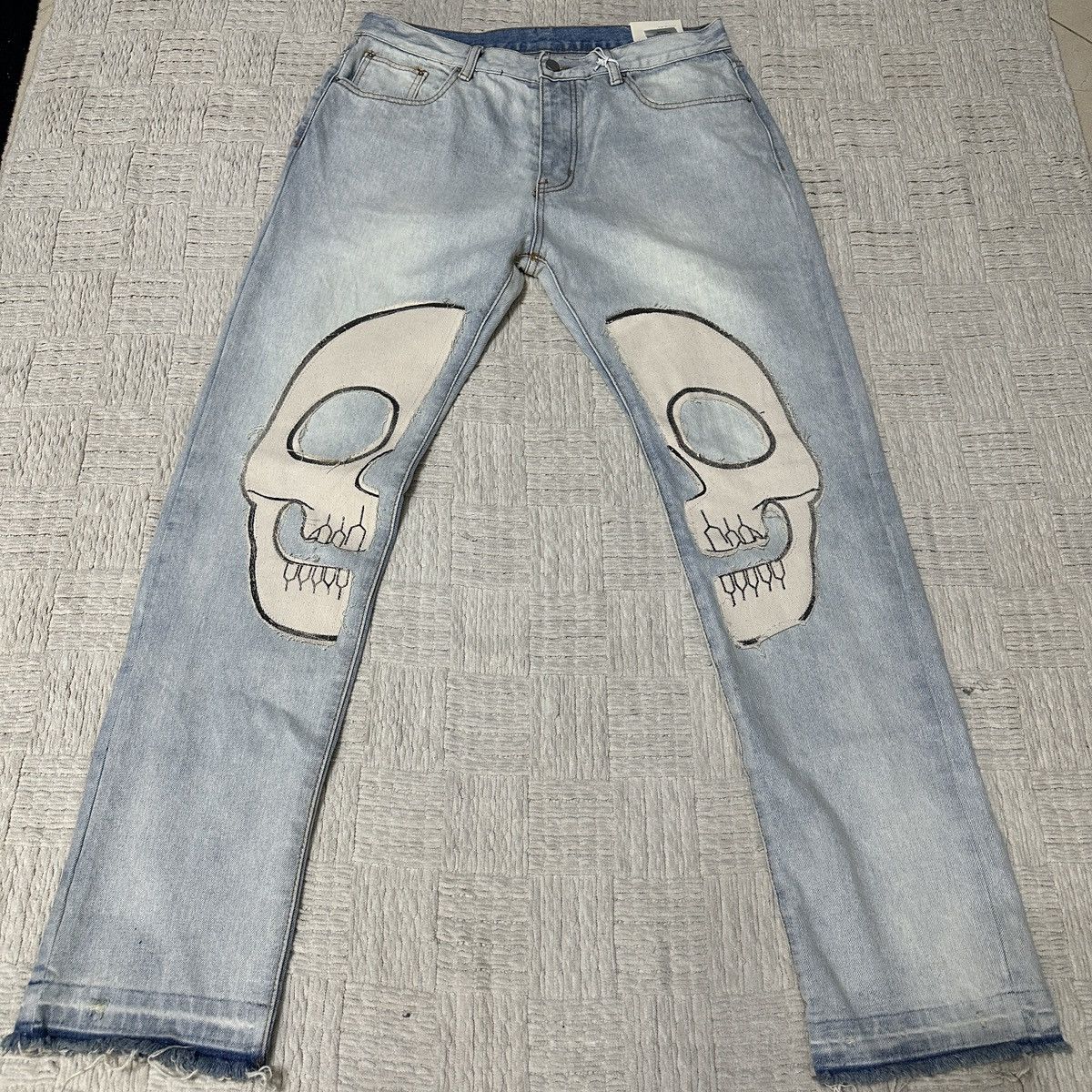 Mnml Mnml Mens 36 X 32 D181 Skeleton Skull Denim Jeans Straight Grailed