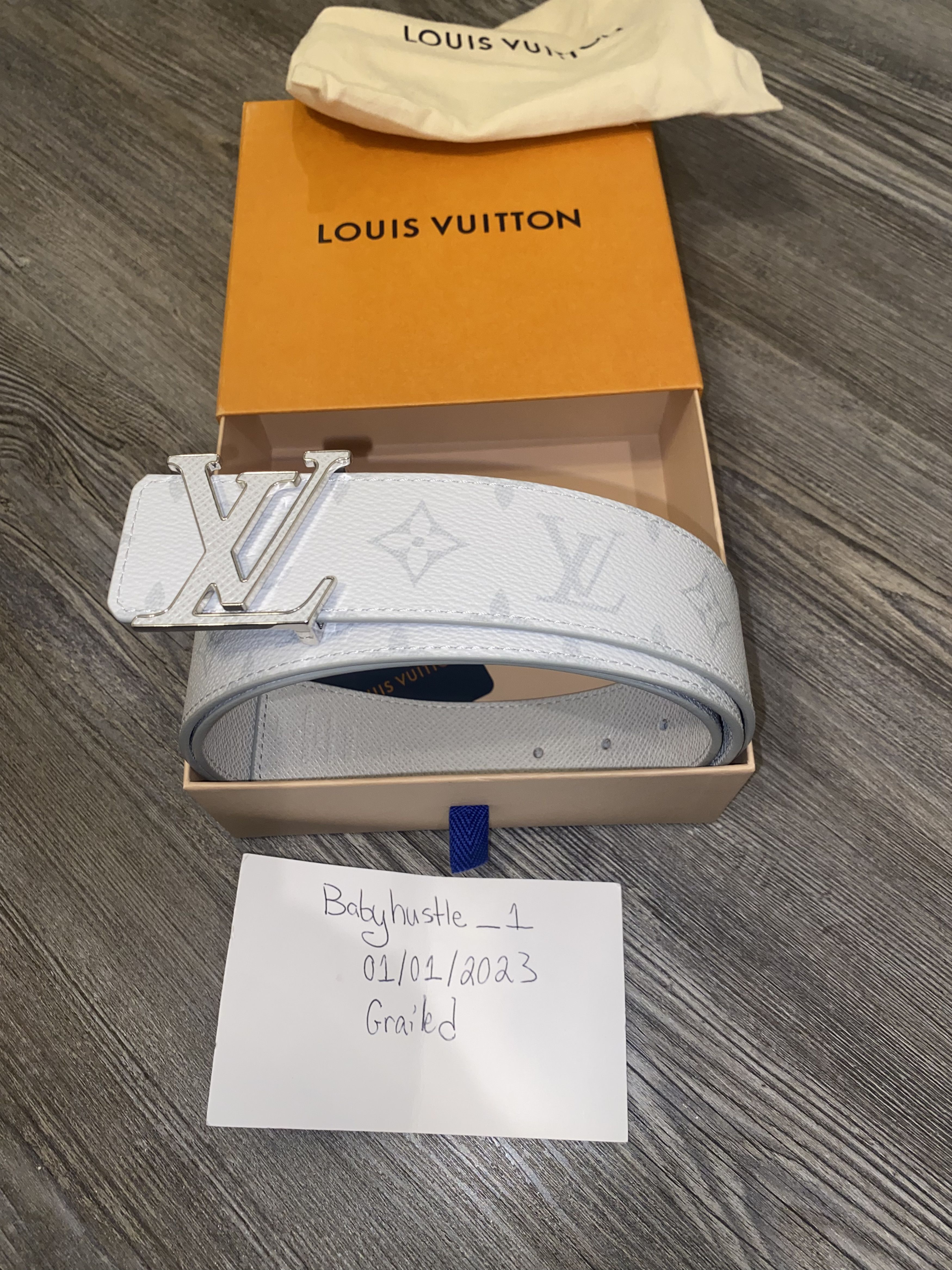 Louis Vuitton Monogram LV Initiales 40mm Reversible Belt, Grey, 100 *Stock Confirmation Required