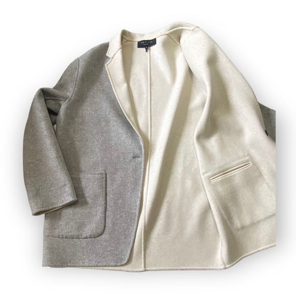 Rag & Bone Rag and Bone Mica Wool Felt Reversible Blazer, Gray/Ivory, S Size XL / US 12-14 / IT 48-50 - 9 Thumbnail