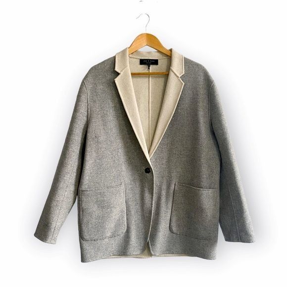 Rag & Bone Rag and Bone Mica Wool Felt Reversible Blazer, Gray/Ivory, S Size XL / US 12-14 / IT 48-50 - 1 Thumbnail