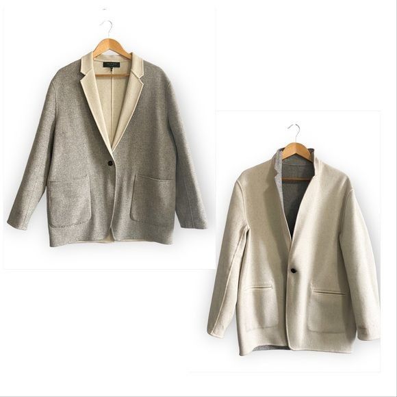 Rag & Bone Rag and Bone Mica Wool Felt Reversible Blazer, Gray/Ivory, S Size XL / US 12-14 / IT 48-50 - 14 Thumbnail