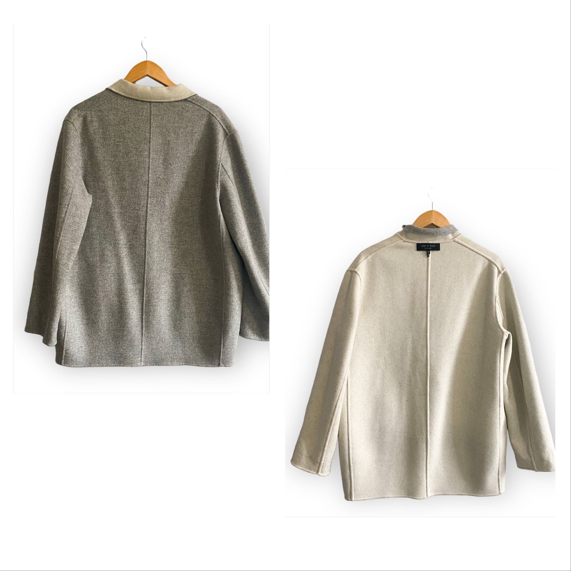 Rag & Bone Rag and Bone Mica Wool Felt Reversible Blazer, Gray/Ivory, S Size XL / US 12-14 / IT 48-50 - 15 Thumbnail