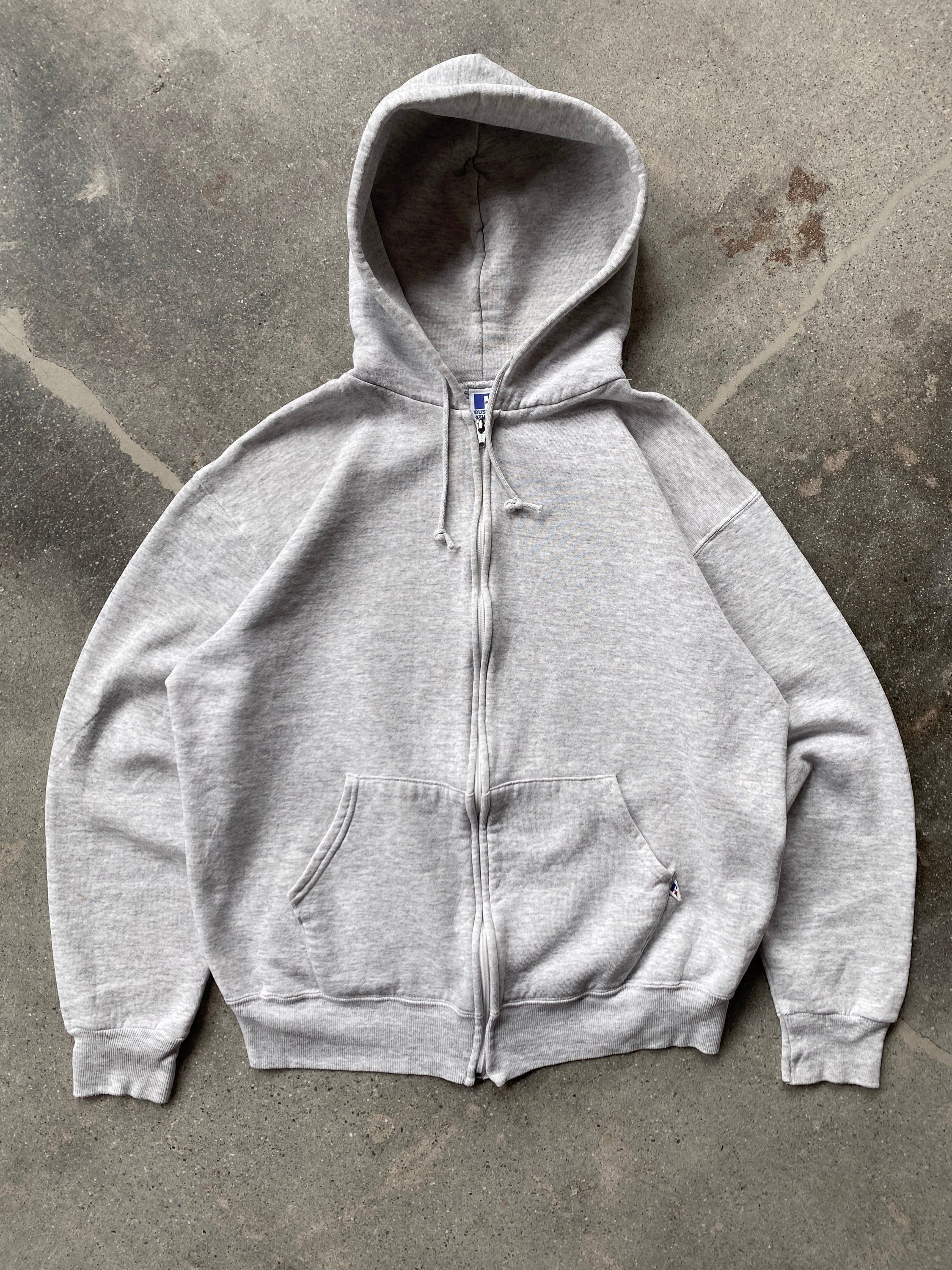 Vintage Russell Faded Oatmeal Grey Zip Hoodie Medium | Grailed