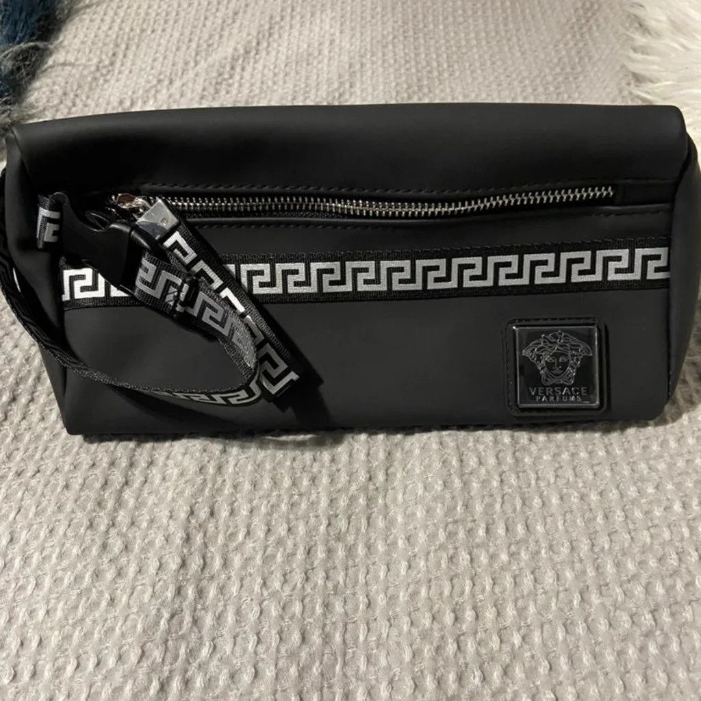 image of Versace Toiletry Bag in Black/Silver, Men's