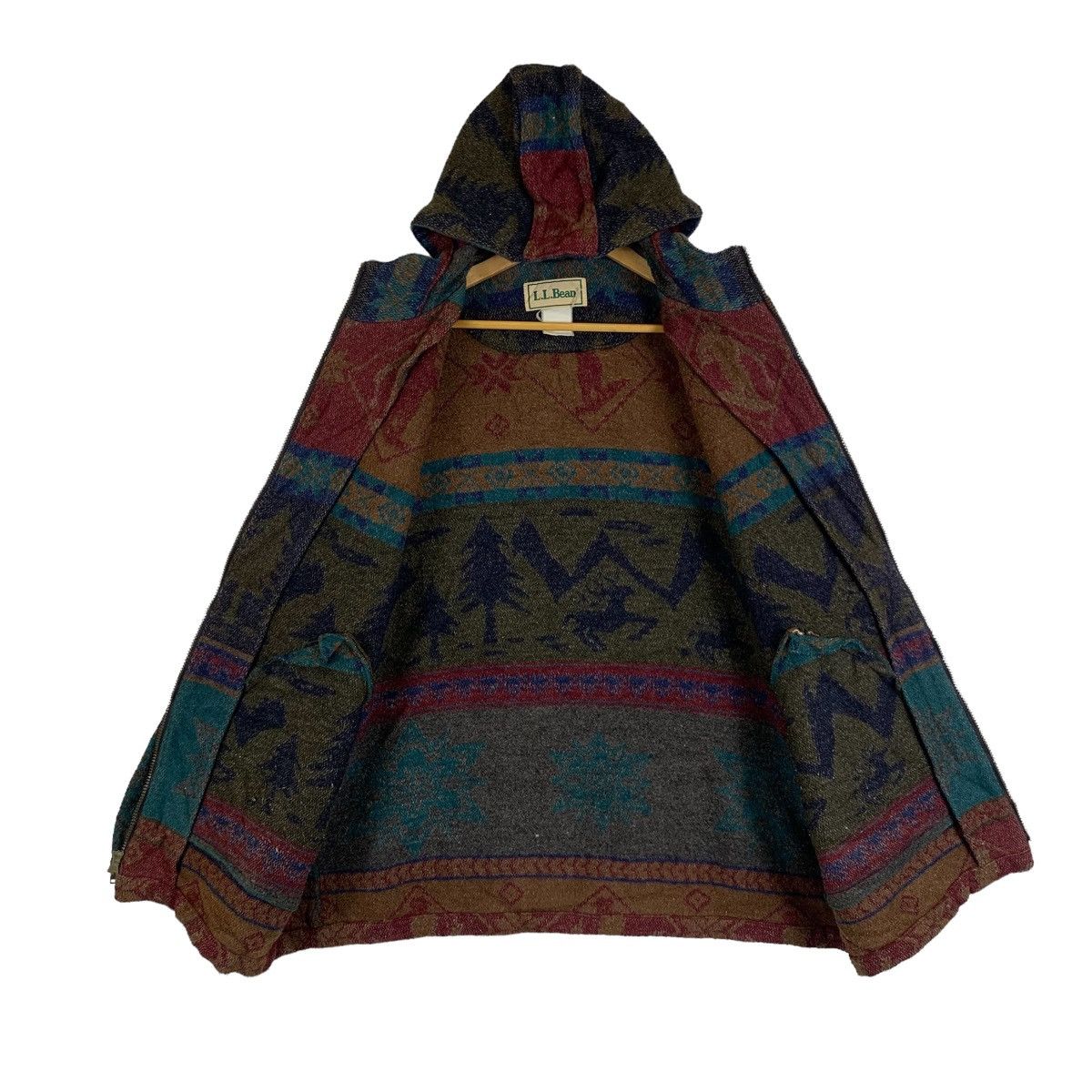 L.L. Bean × Vintage L.L.BEAN Outdoor Sportswear Aztec Motif Design Hoodie Jacket Size US XL / EU 56 / 4 - 3 Thumbnail