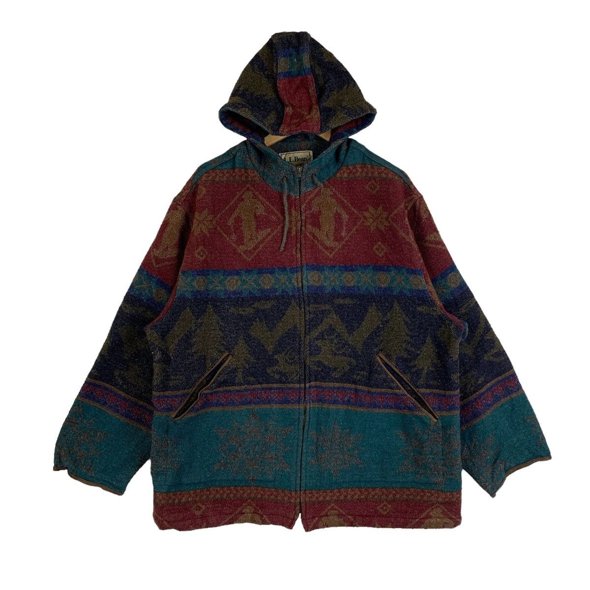 L.L.BEAN Outdoor Sportswear Aztec Motif Design Hoodie Jacket