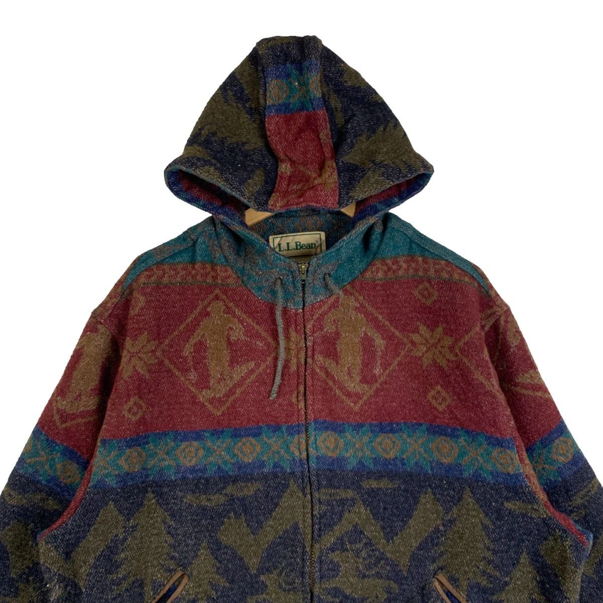 L.L. Bean × Vintage L.L.BEAN Outdoor Sportswear Aztec Motif Design Hoodie Jacket Size US XL / EU 56 / 4 - 5 Thumbnail