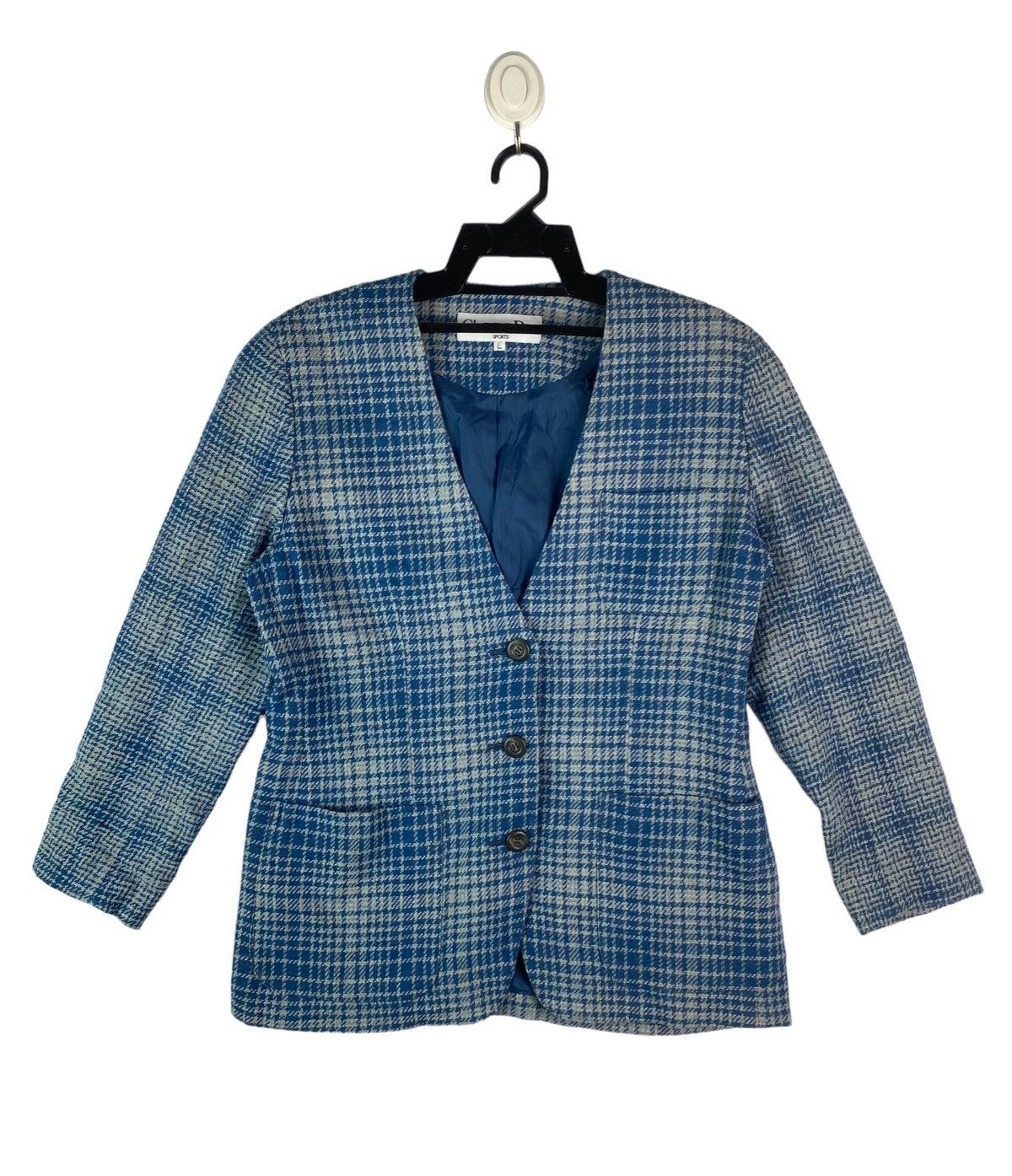 Christian Dior Monsieur × Vintage 80s Christian Dior Sports blue tartan design blazer coat Size US L / EU 52-54 / 3 - 1 Thumbnail
