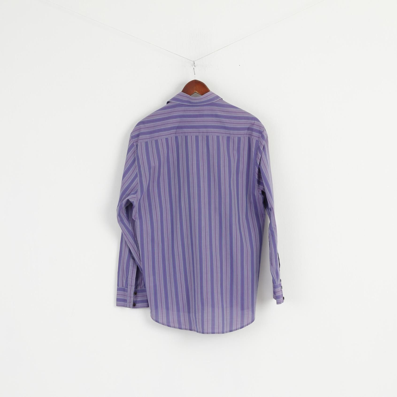 Timberland Timberland Men M Casual Shirt Purple Striped Cotton 0777 Size US M / EU 48-50 / 2 - 7 Thumbnail