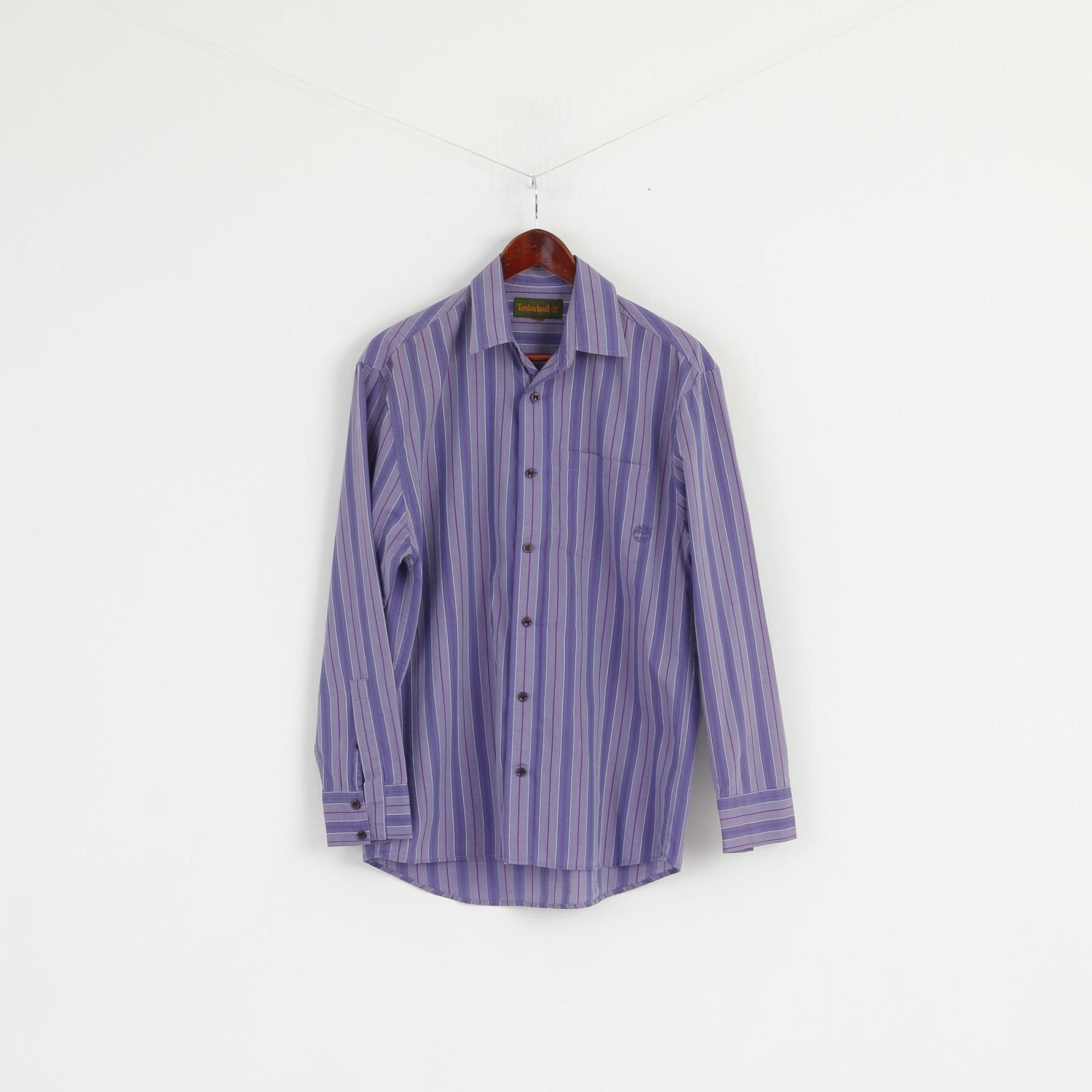 Timberland Timberland Men M Casual Shirt Purple Striped Cotton 0777 Size US M / EU 48-50 / 2 - 2 Thumbnail