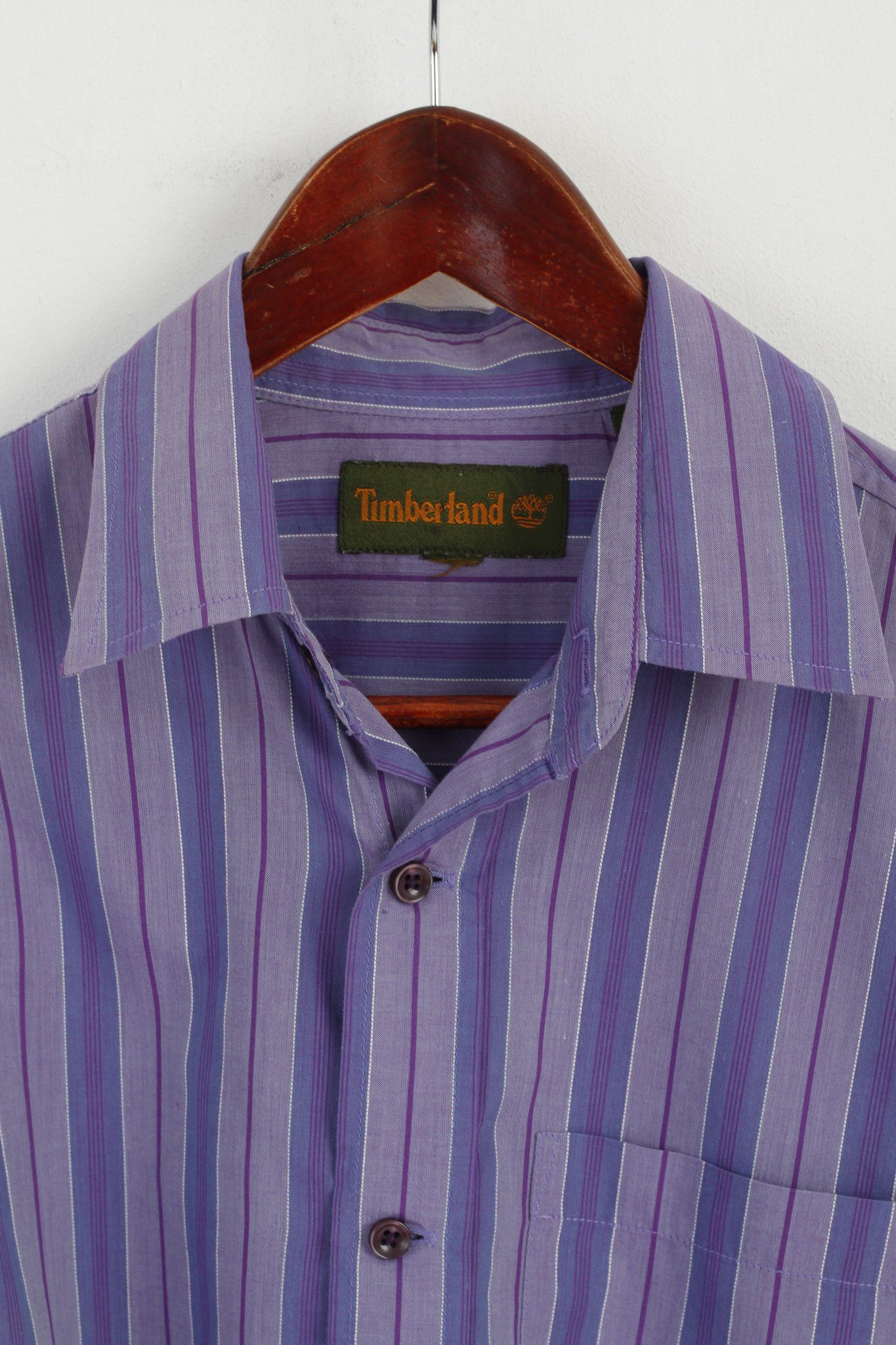 Timberland Timberland Men M Casual Shirt Purple Striped Cotton 0777 Size US M / EU 48-50 / 2 - 3 Thumbnail