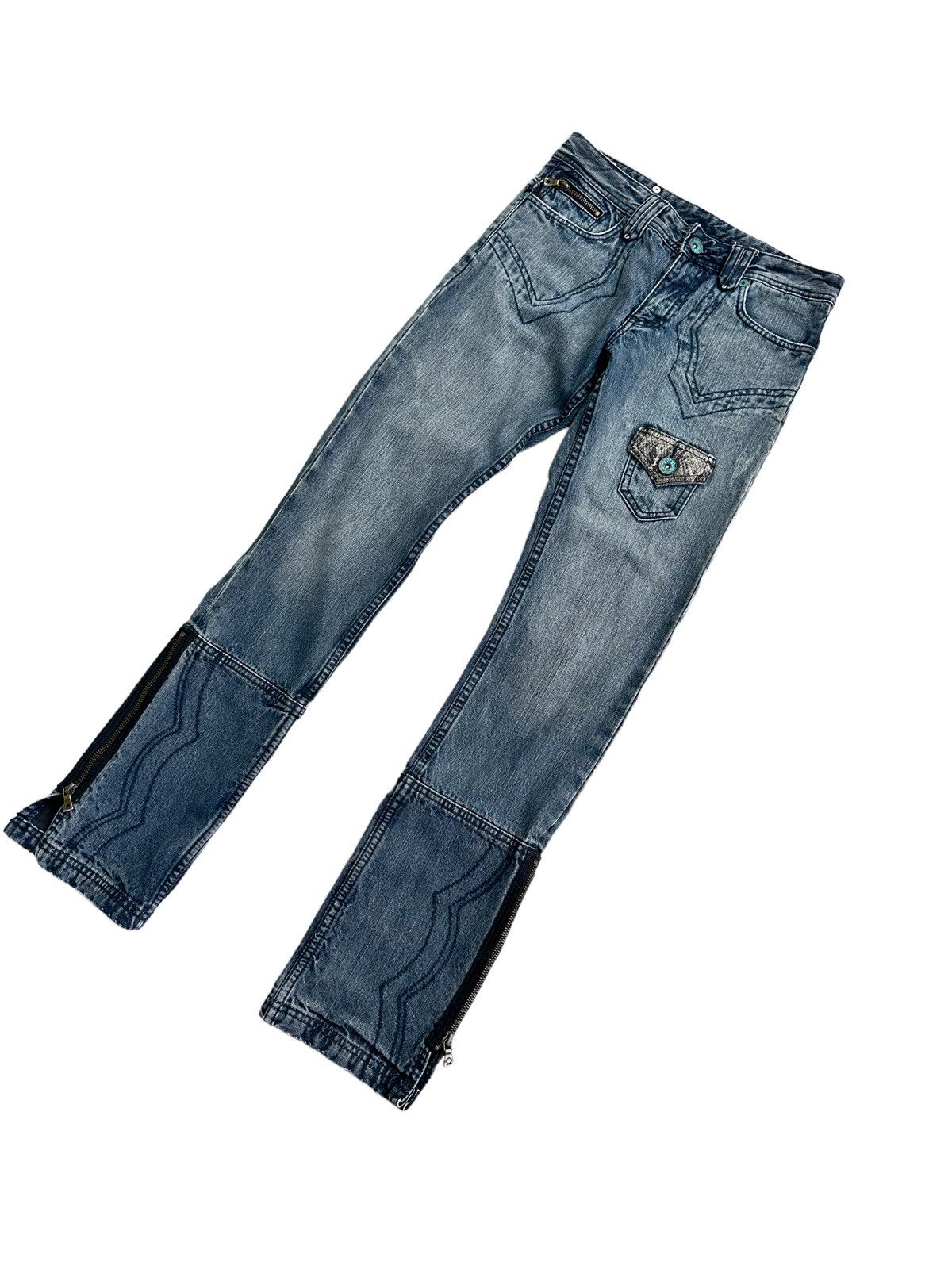 14th Addiction SEMANTIC DESIGN Zipper Leg Slim Jeans With Snake Skin Pocket Size US 30 / EU 46 - 4 Thumbnail