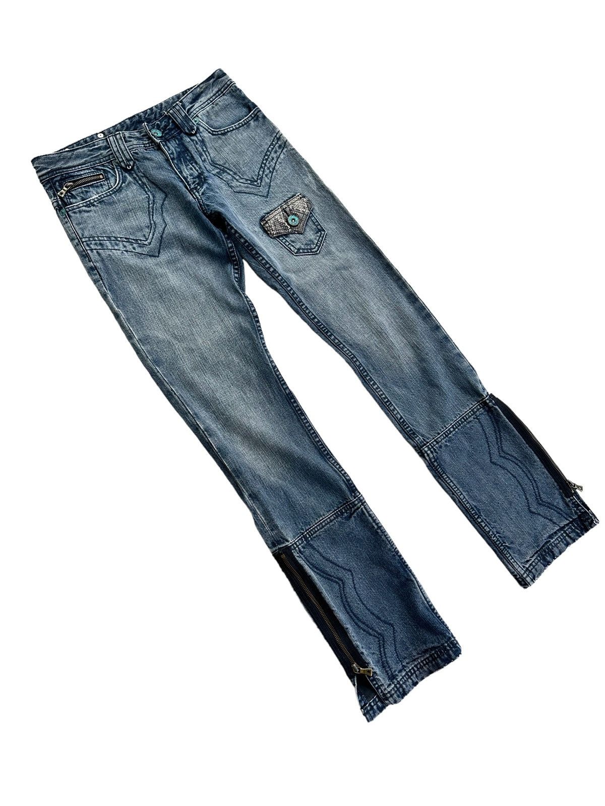 14th Addiction SEMANTIC DESIGN Zipper Leg Slim Jeans With Snake Skin Pocket Size US 30 / EU 46 - 3 Thumbnail