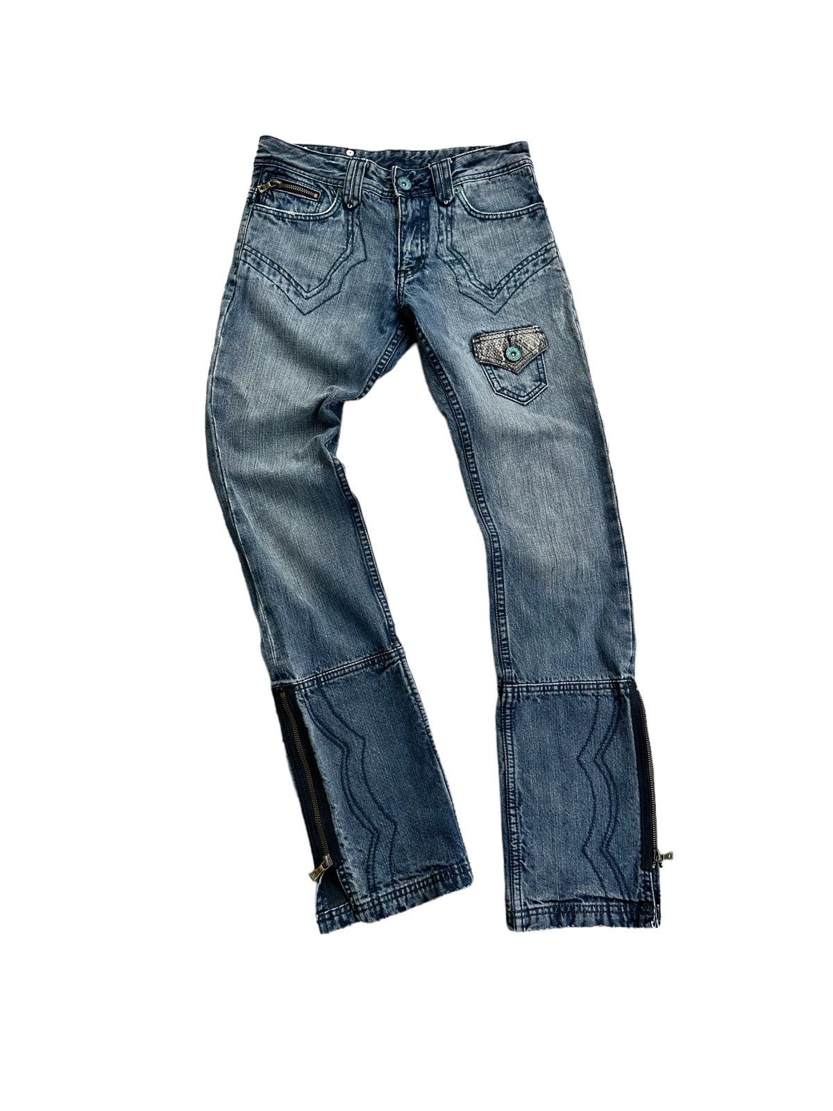 14th Addiction SEMANTIC DESIGN Zipper Leg Slim Jeans With Snake Skin Pocket Size US 30 / EU 46 - 1 Thumbnail
