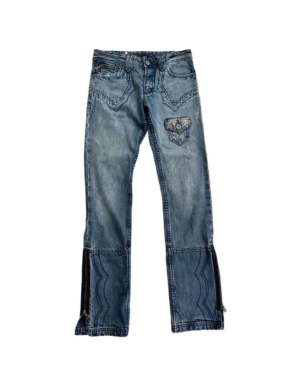 14th Addiction SEMANTIC DESIGN Zipper Leg Slim Jeans With Snake Skin Pocket Size US 30 / EU 46 - 2 Thumbnail