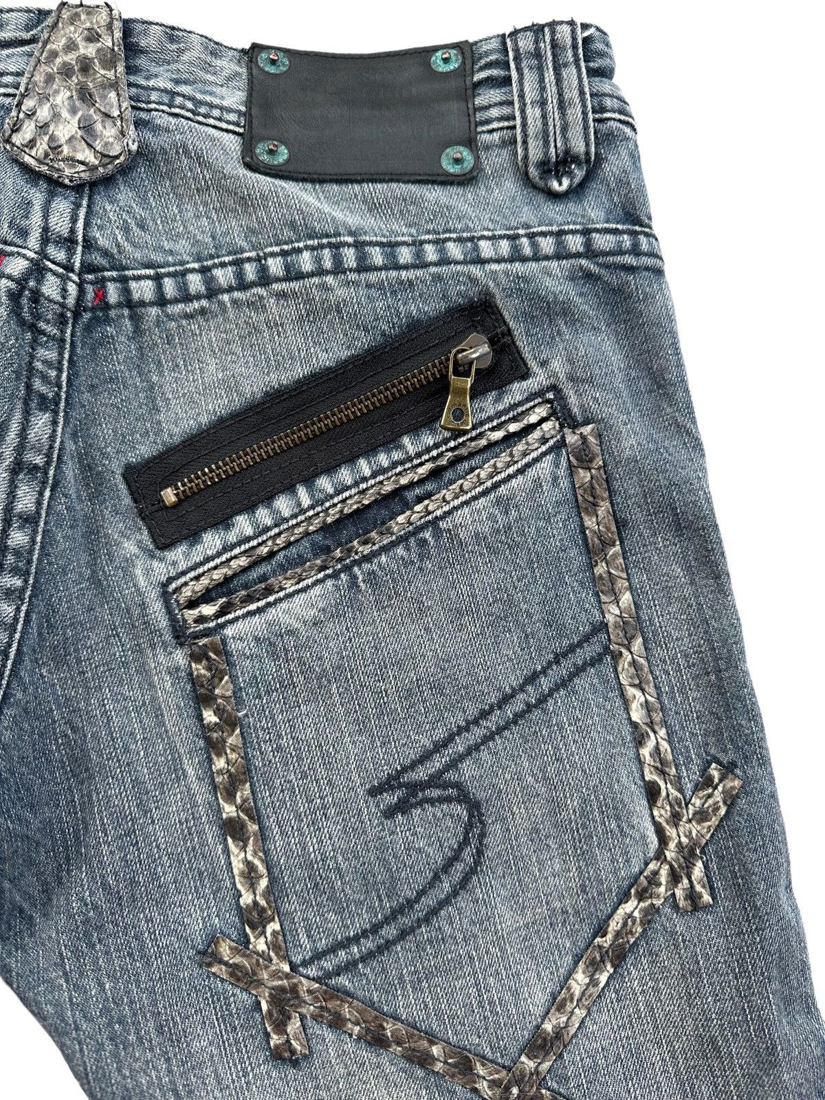 14th Addiction SEMANTIC DESIGN Zipper Leg Slim Jeans With Snake Skin Pocket Size US 30 / EU 46 - 9 Thumbnail