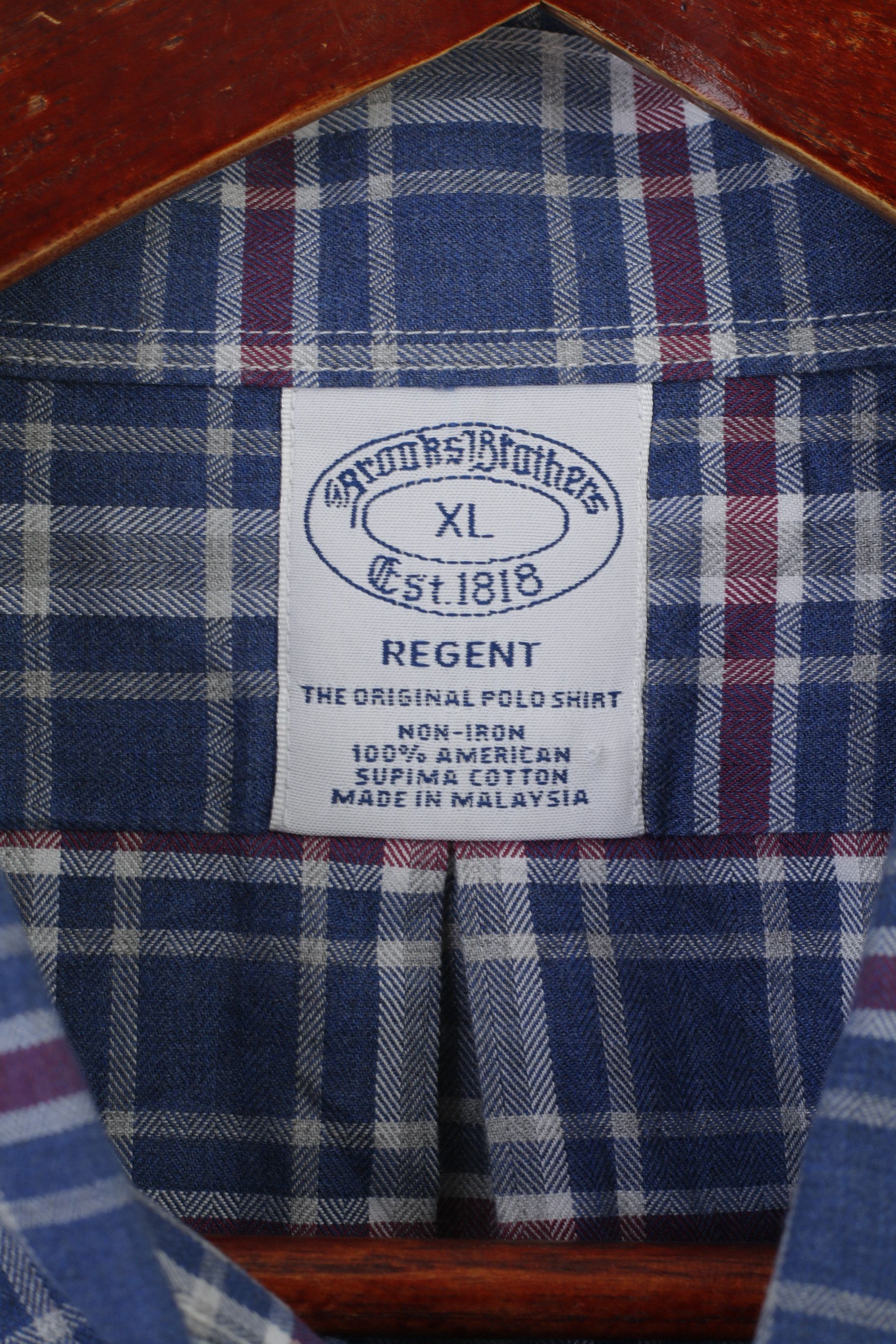 Brooks Brothers Brooks Brothers Men XL Casual Shirt Blue Check Cotton 8191 Size US XL / EU 56 / 4 - 5 Thumbnail