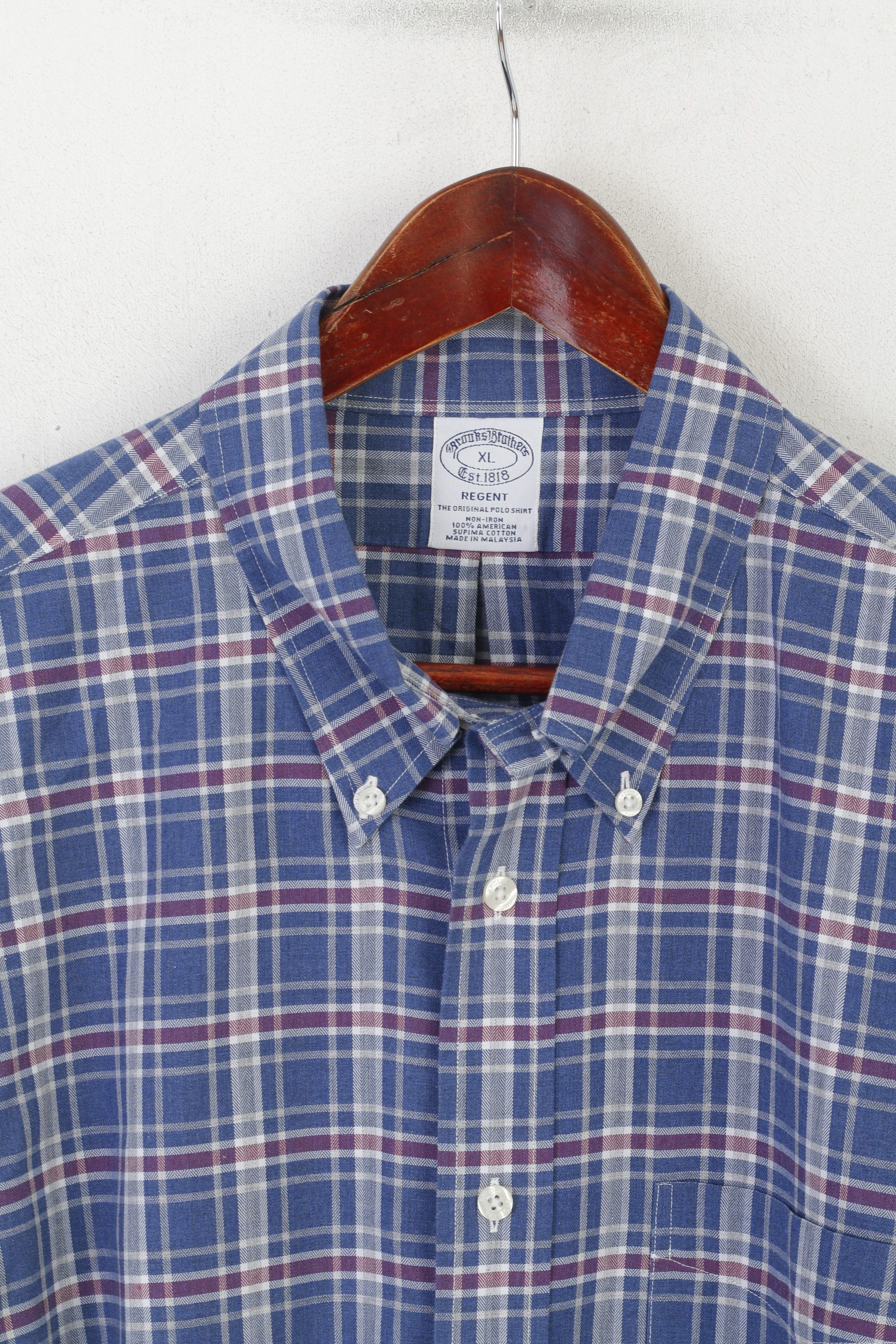 Brooks Brothers Brooks Brothers Men XL Casual Shirt Blue Check Cotton 8191 Size US XL / EU 56 / 4 - 3 Thumbnail
