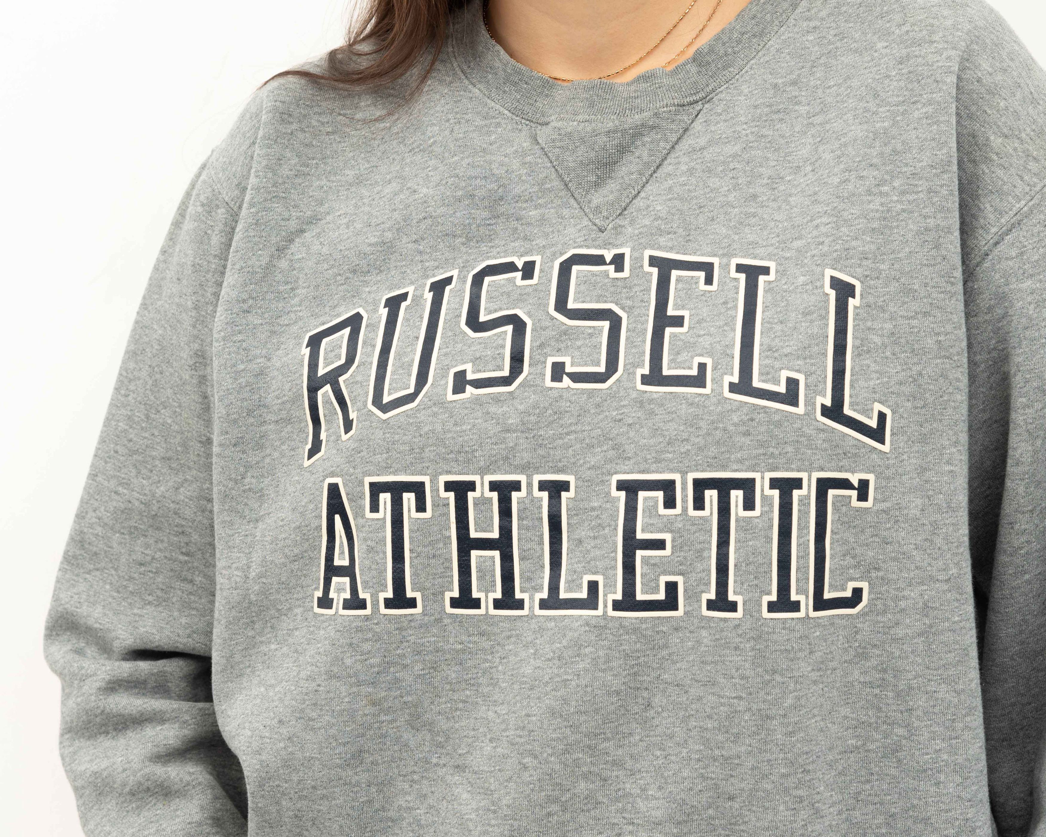 Russell Athletic × Vintage Pullover Sweatshirt Jumper Crew Neck Sweater Grey Top Size M / US 6-8 / IT 42-44 - 5 Thumbnail