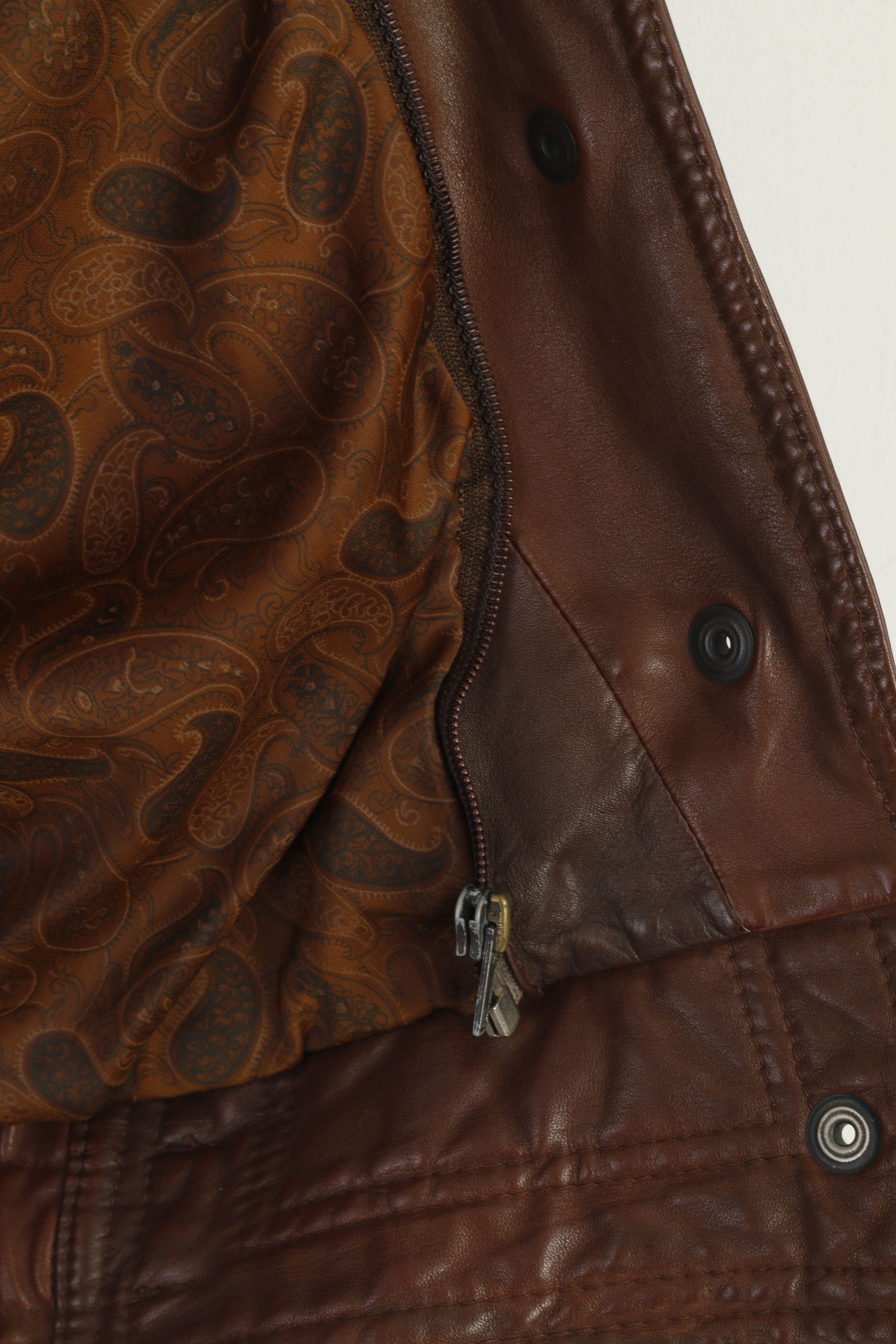 Vintage Tigers Royal Women M Bomber Jacket Brown Leather 5525 Size M / US 6-8 / IT 42-44 - 5 Thumbnail