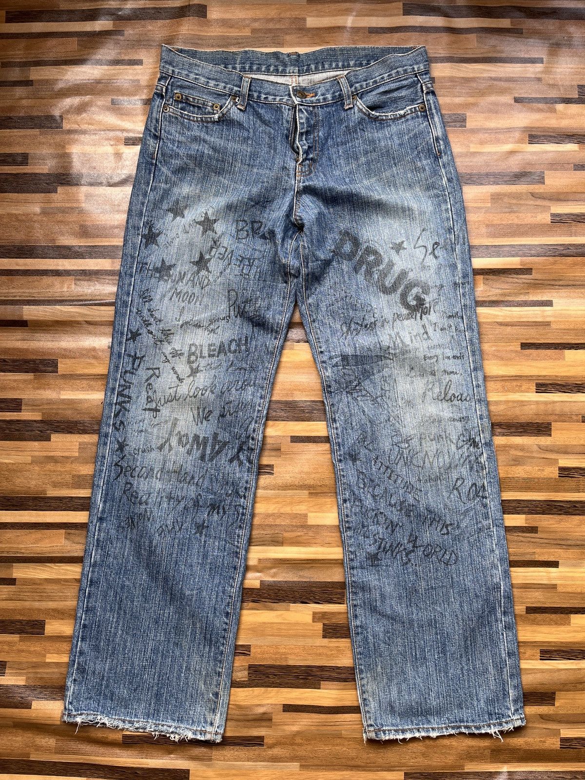 Art Comes First × Hysteric Glamour × If Six Was Nine Drugs Made In Japan Full Printed Arts Words Denim Jeans Size US 32 / EU 48 - 23 Thumbnail