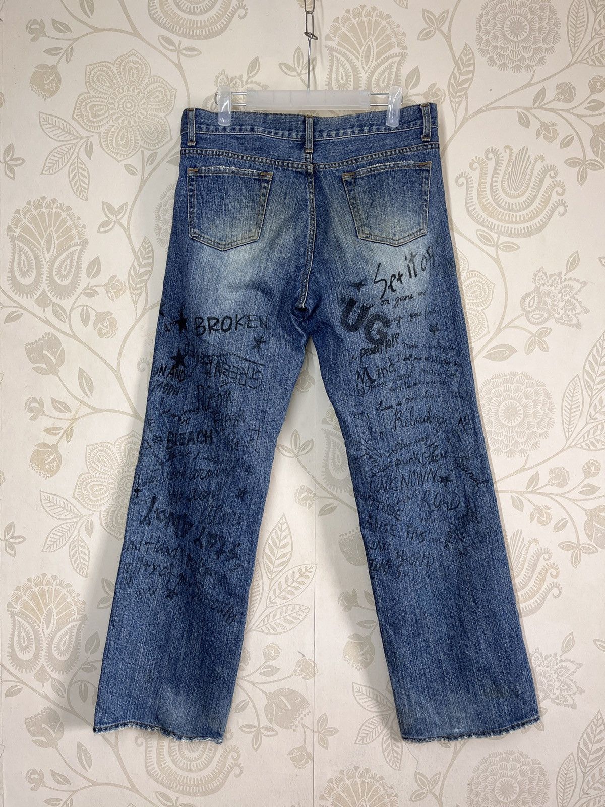 Art Comes First × Hysteric Glamour × If Six Was Nine Drugs Made In Japan Full Printed Arts Words Denim Jeans Size US 32 / EU 48 - 2 Thumbnail