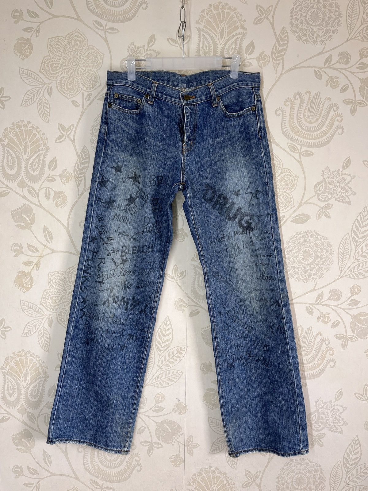 Art Comes First × Hysteric Glamour × If Six Was Nine Drugs Made In Japan Full Printed Arts Words Denim Jeans Size US 32 / EU 48 - 1 Thumbnail