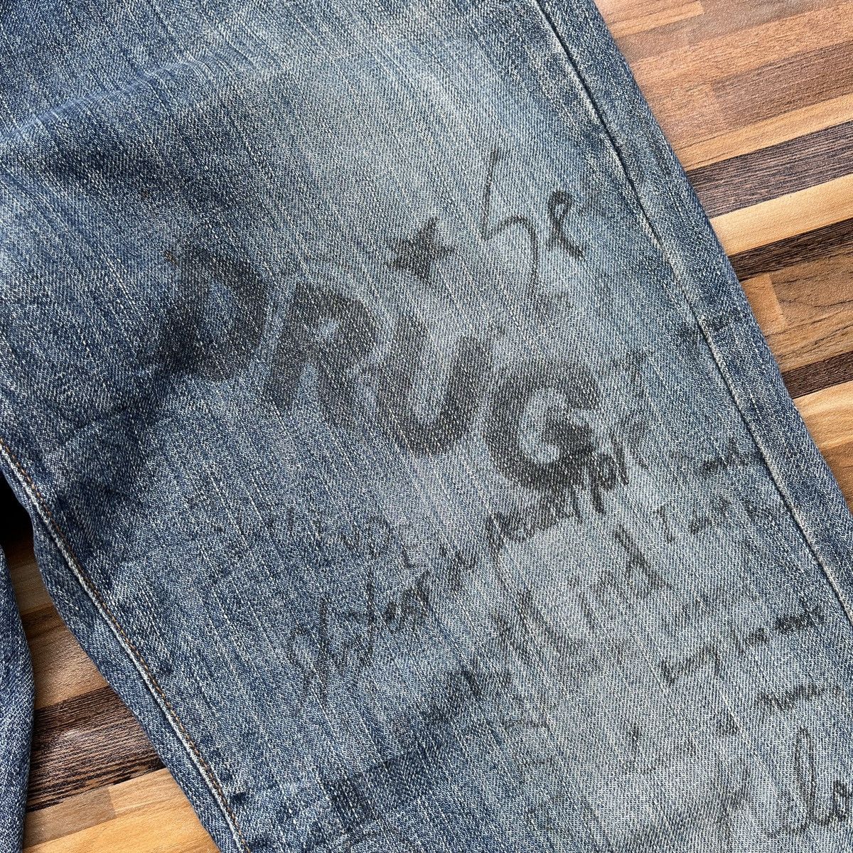 Art Comes First × Hysteric Glamour × If Six Was Nine Drugs Made In Japan Full Printed Arts Words Denim Jeans Size US 32 / EU 48 - 12 Thumbnail