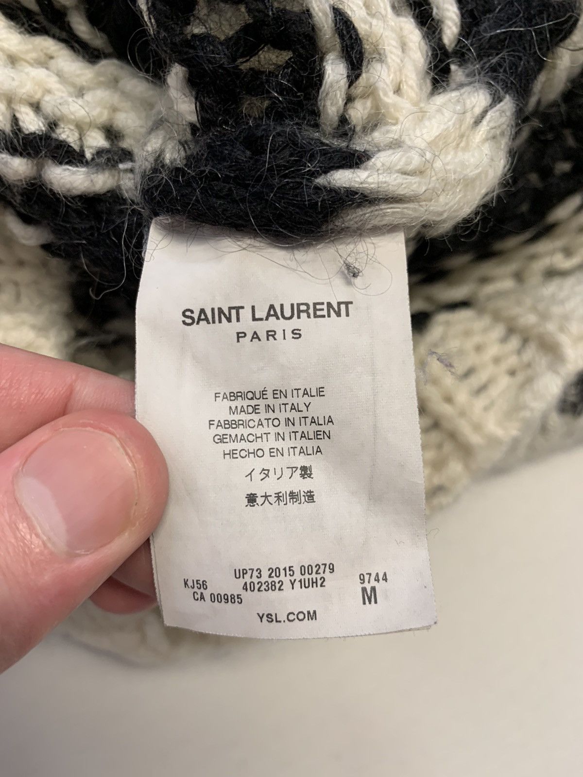 Hedi Slimane × Saint Laurent Paris FW2013 heavy striped mohair knit beige black Size US M / EU 48-50 / 2 - 6 Thumbnail
