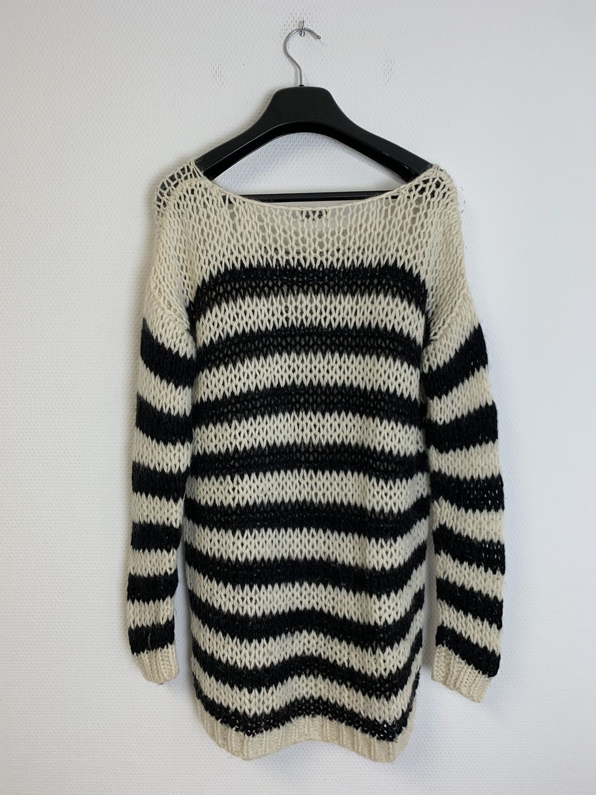 Hedi Slimane × Saint Laurent Paris FW2013 heavy striped mohair knit beige black Size US M / EU 48-50 / 2 - 2 Thumbnail