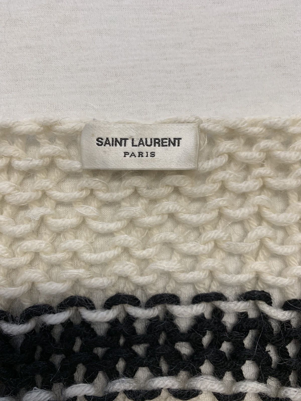 Hedi Slimane × Saint Laurent Paris FW2013 heavy striped mohair knit beige black Size US M / EU 48-50 / 2 - 5 Thumbnail