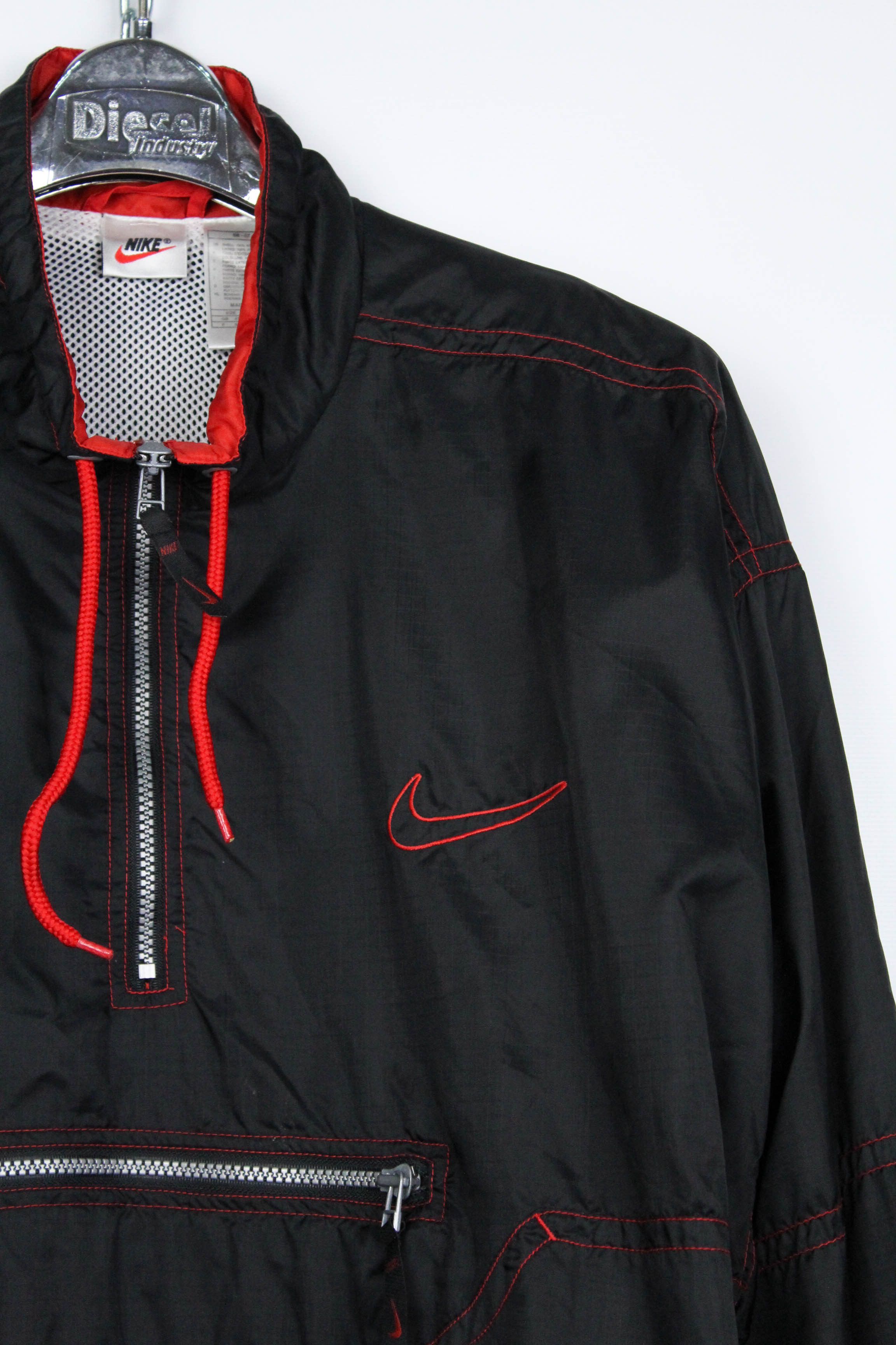 Nike Nike Vintage 90's Oversized Black Nylon Anorak Jacket Size US L / EU 52-54 / 3 - 4 Thumbnail