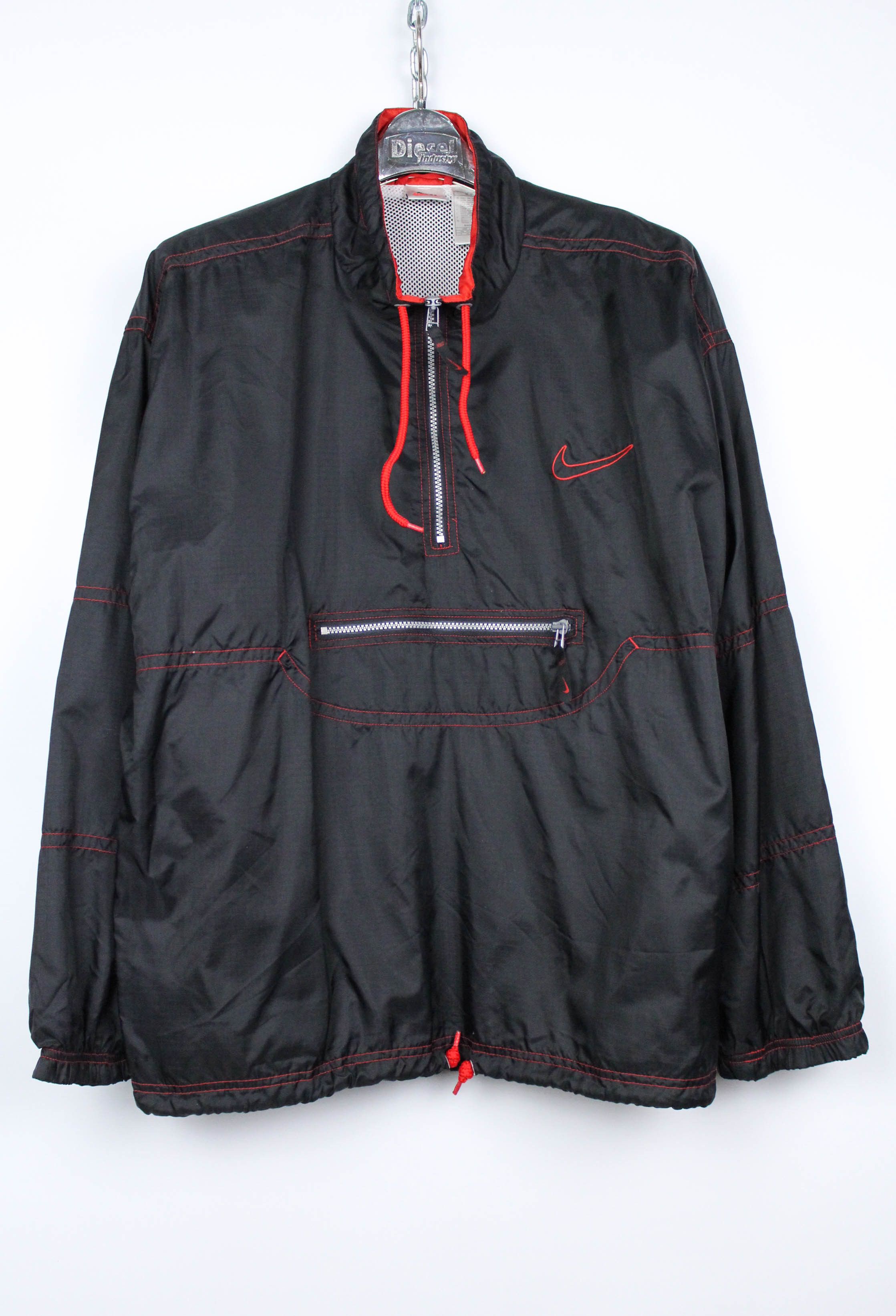 Nike Nike Vintage 90's Oversized Black Nylon Anorak Jacket Size US L / EU 52-54 / 3 - 1 Thumbnail