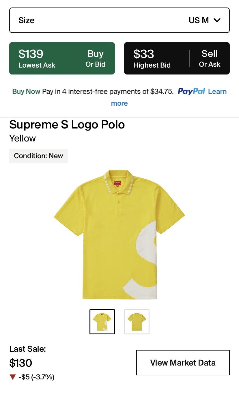 Supreme Supreme SS19 S Logo Polo Shirt Yellow M | Grailed