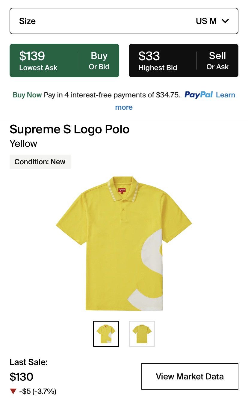 Supreme Supreme S logo Polo Yellow | Grailed 