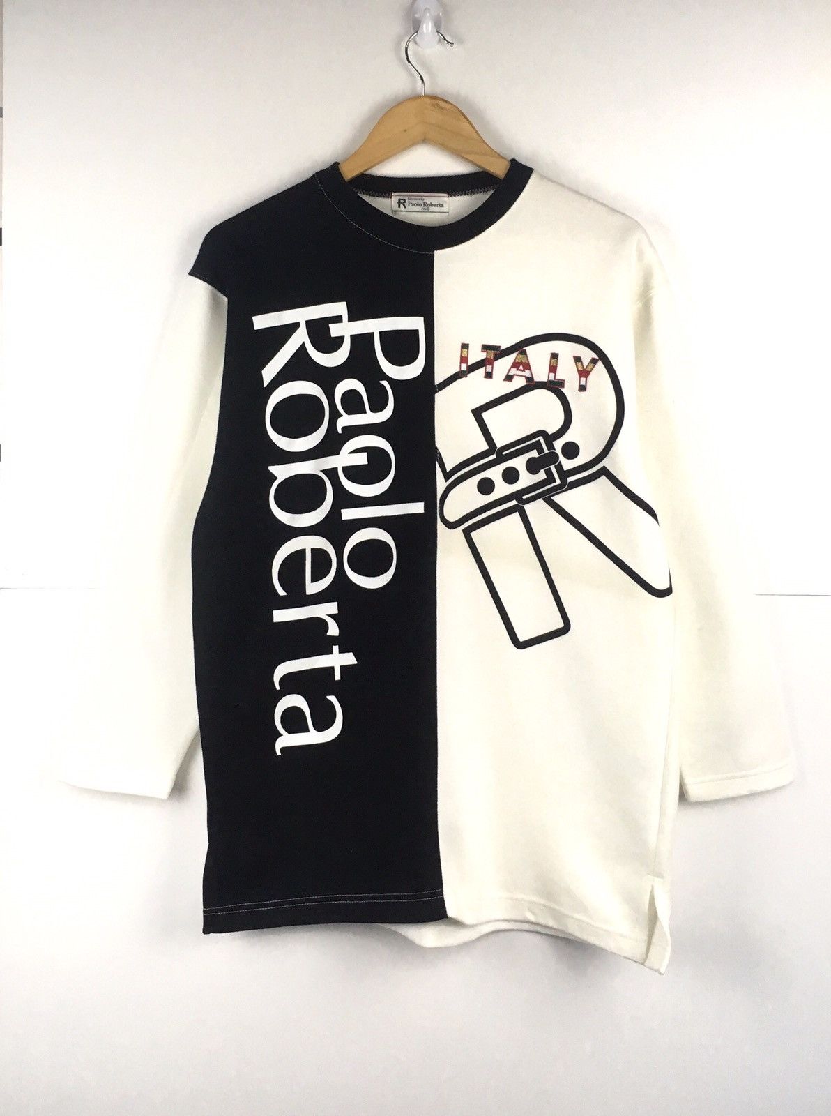 Designer Vintage Paolo Roberta Black White Large Size Sweatshirt Size US L / EU 52-54 / 3 - 1 Thumbnail