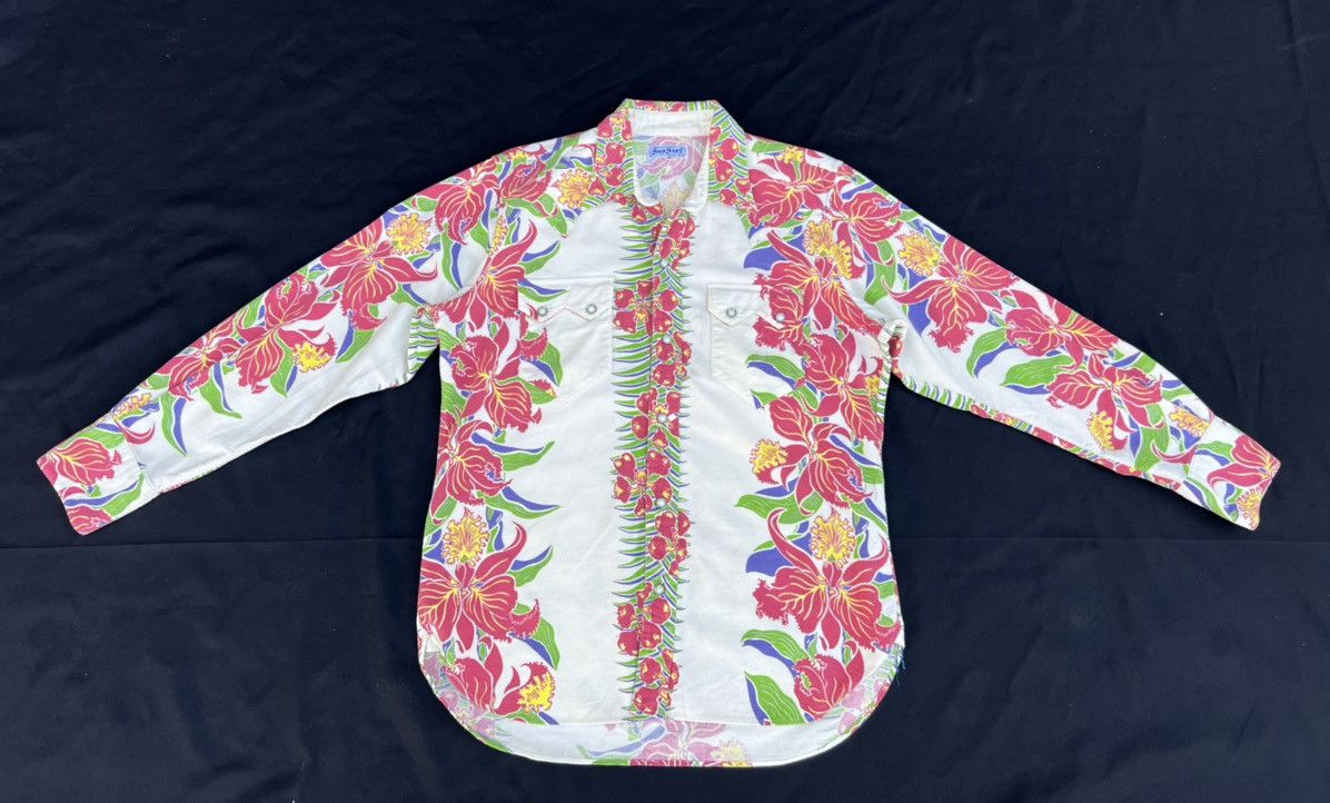 Vintage Sun Surf Japan Suede Cotton Western Hawaiian Shirt