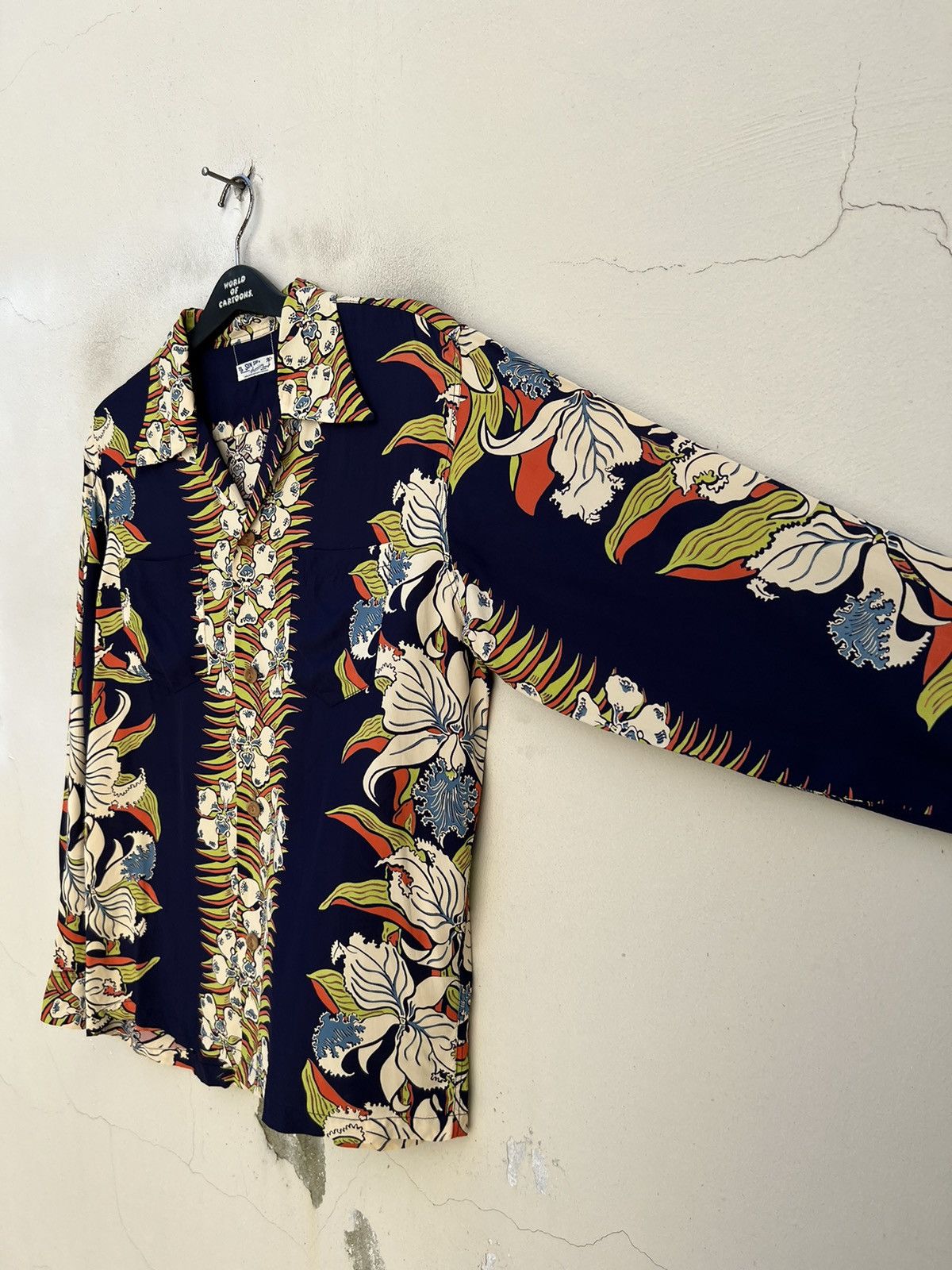 Sugar Cane Vintage Sun Surf Japan Long Sleeve Rayon Hawaiian Shirt Size US M / EU 48-50 / 2 - 7 Thumbnail