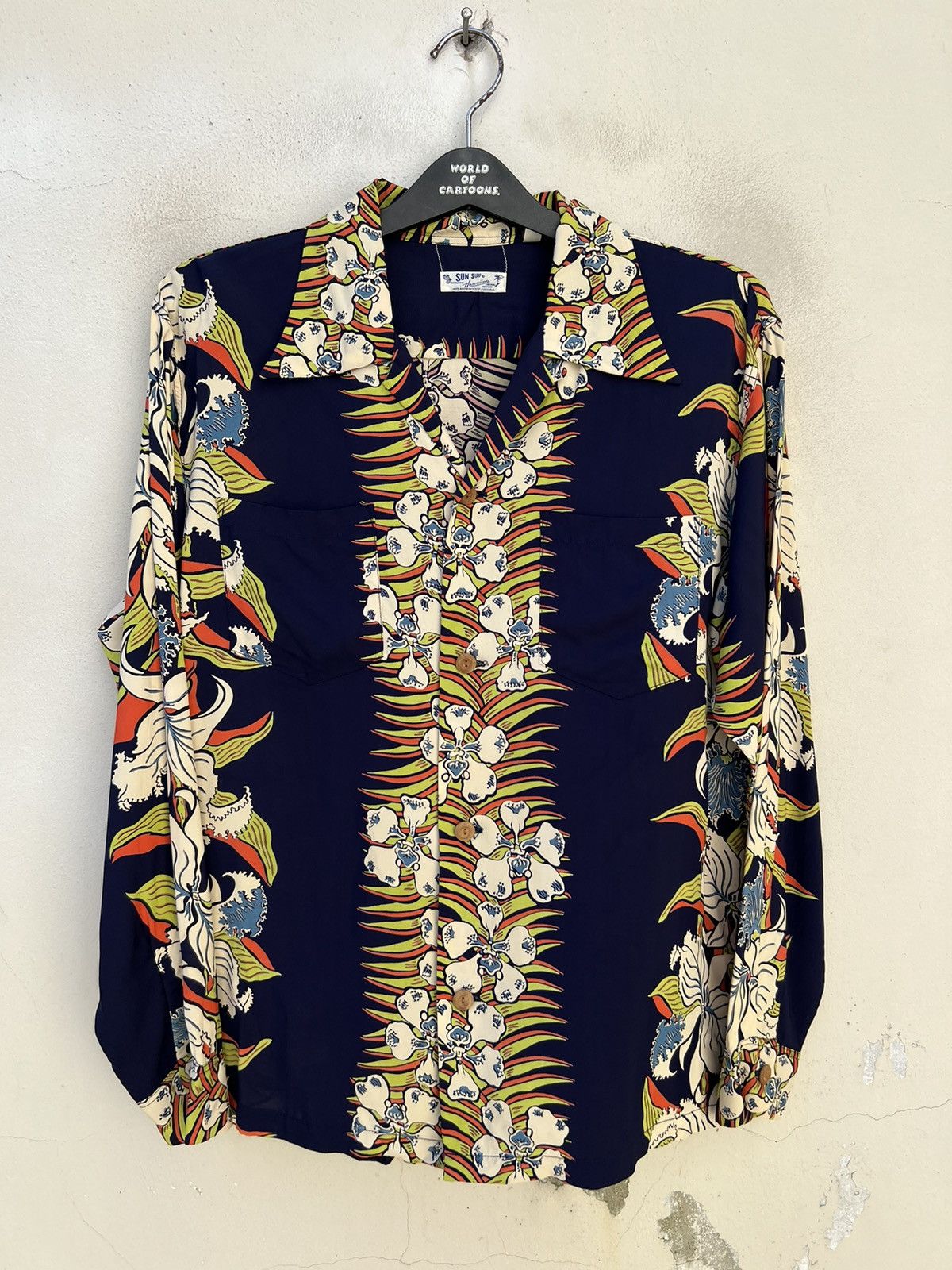 Sugar Cane Vintage Sun Surf Japan Long Sleeve Rayon Hawaiian Shirt Size US M / EU 48-50 / 2 - 1 Thumbnail