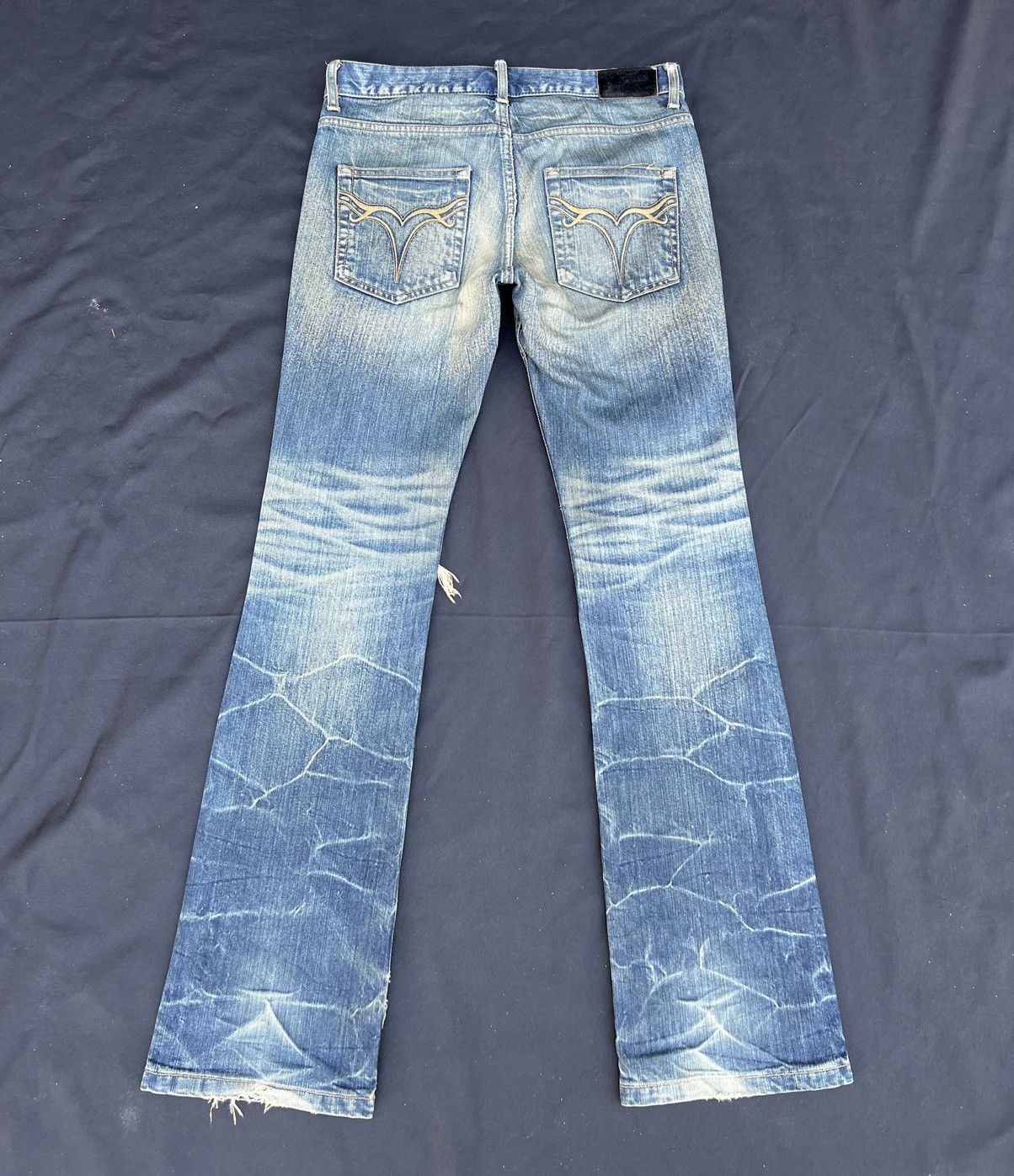Vintage Vintage Jackrose Japan Rips Dirty Mud Denim Flare Jeans Size US 29 - 5 Thumbnail