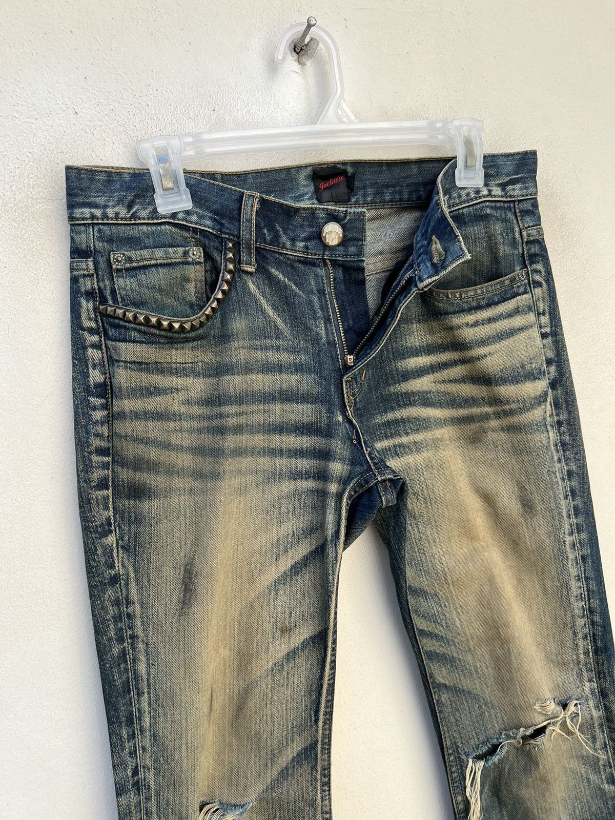 Vintage Vintage Jackrose Japan Rips Dirty Mud Denim Flare Jeans Size US 29 - 8 Thumbnail