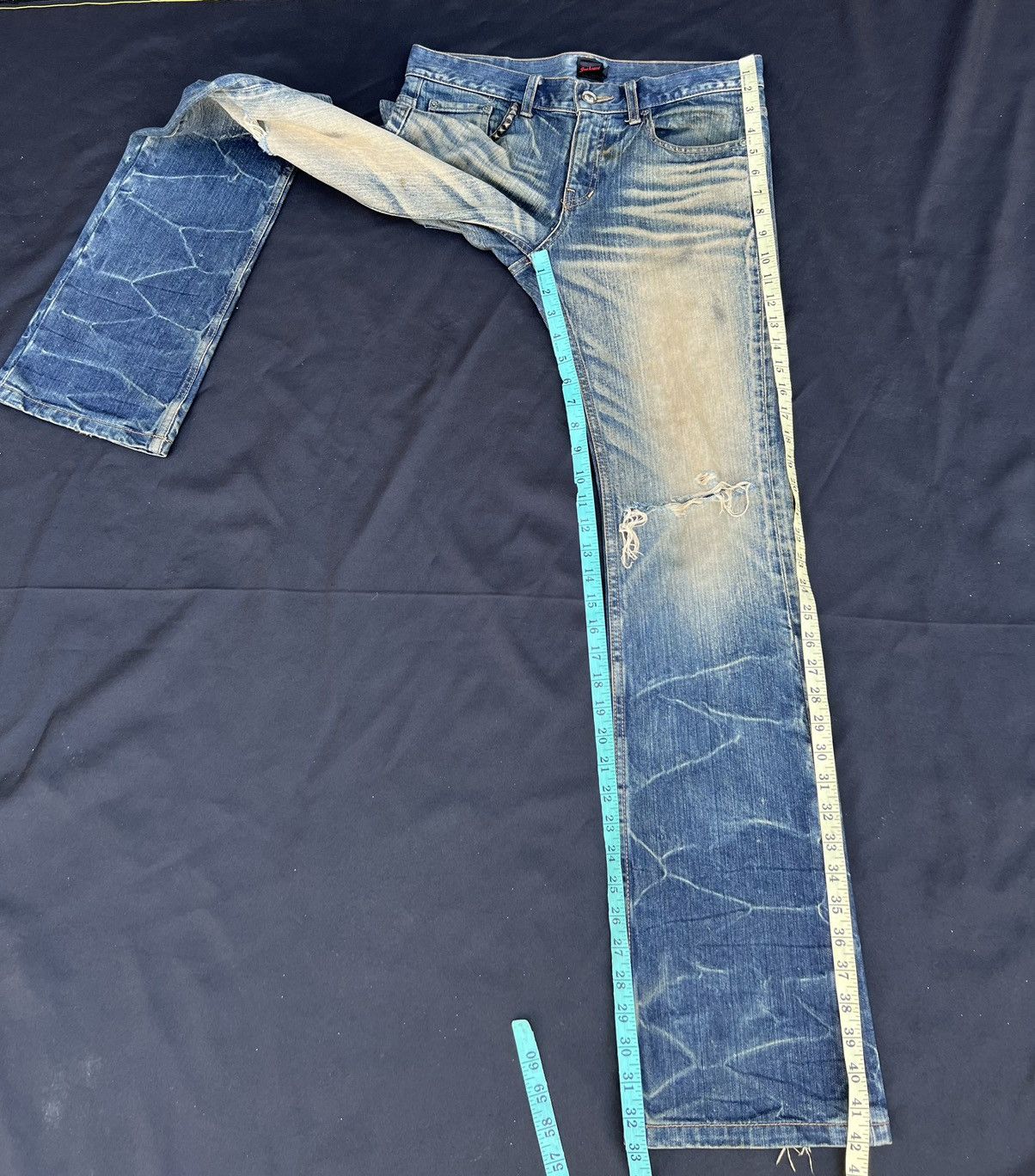 Vintage Vintage Jackrose Japan Rips Dirty Mud Denim Flare Jeans Size US 29 - 4 Thumbnail