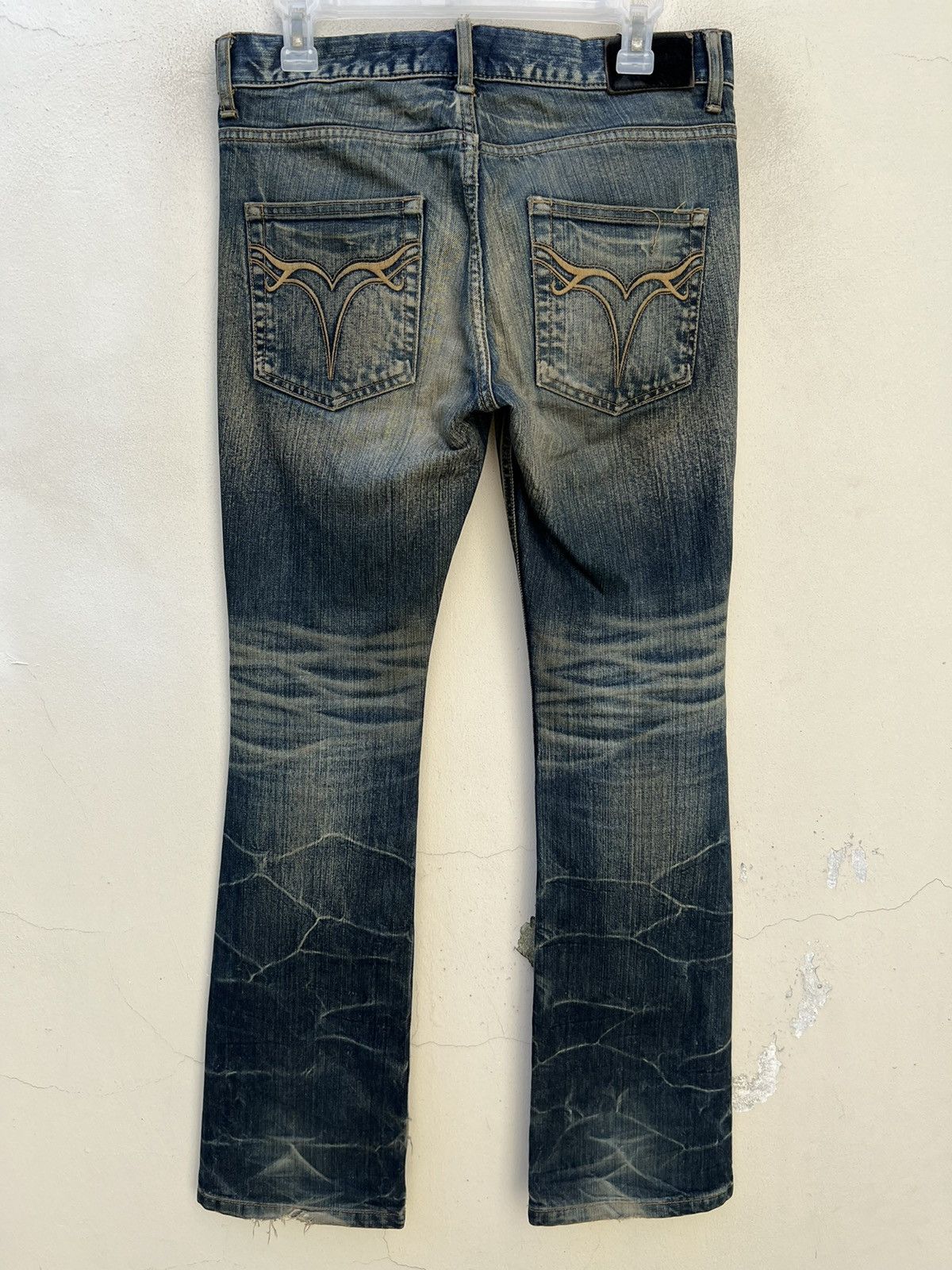 Vintage Vintage Jackrose Japan Rips Dirty Mud Denim Flare Jeans Size US 29 - 15 Thumbnail