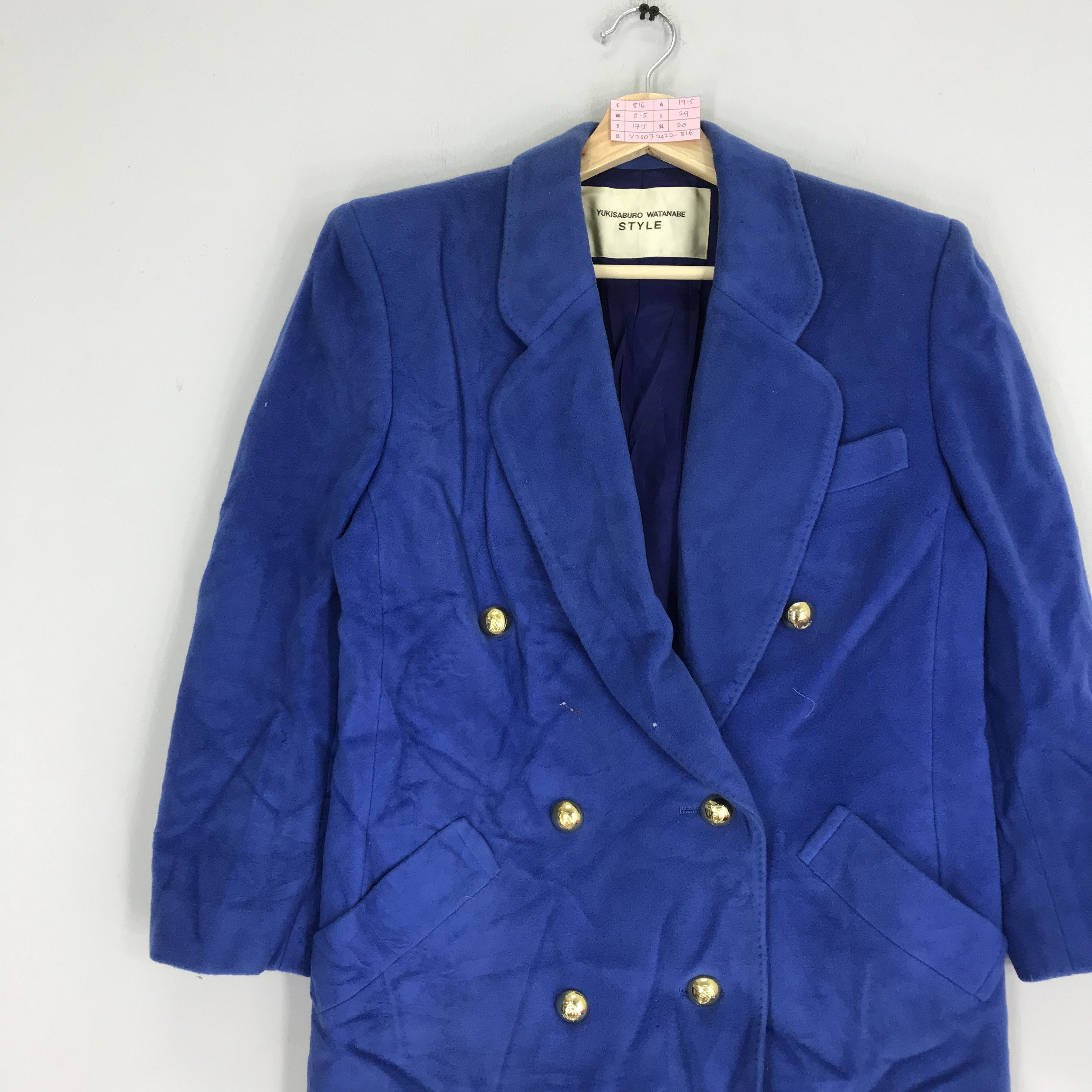 Japanese Brand Vintage Yukisaburo Watanabe Blue Wool Coat Japan Size US S / EU 44-46 / 1 - 3 Thumbnail